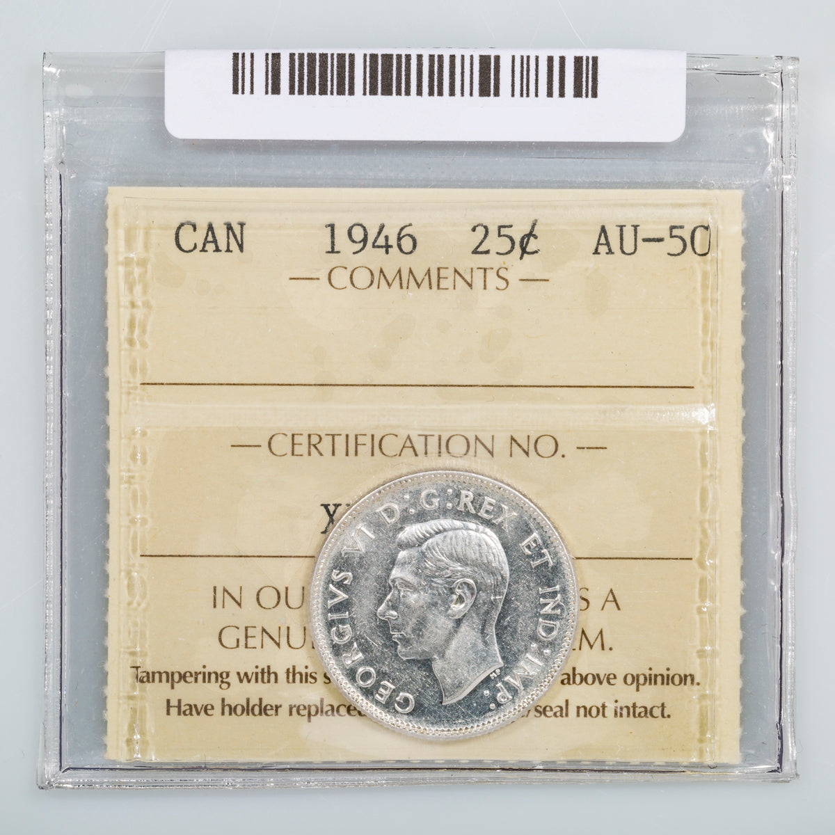 25 Cent 1946 ICCS AU-50