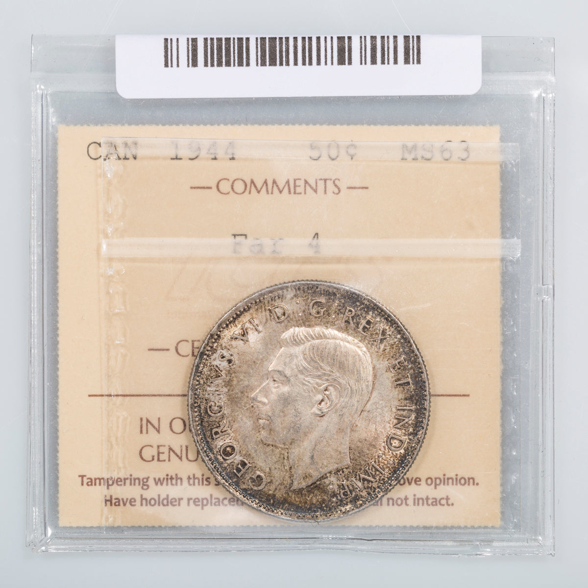 50 Cent 1944 Far 4 ICCS MS-63