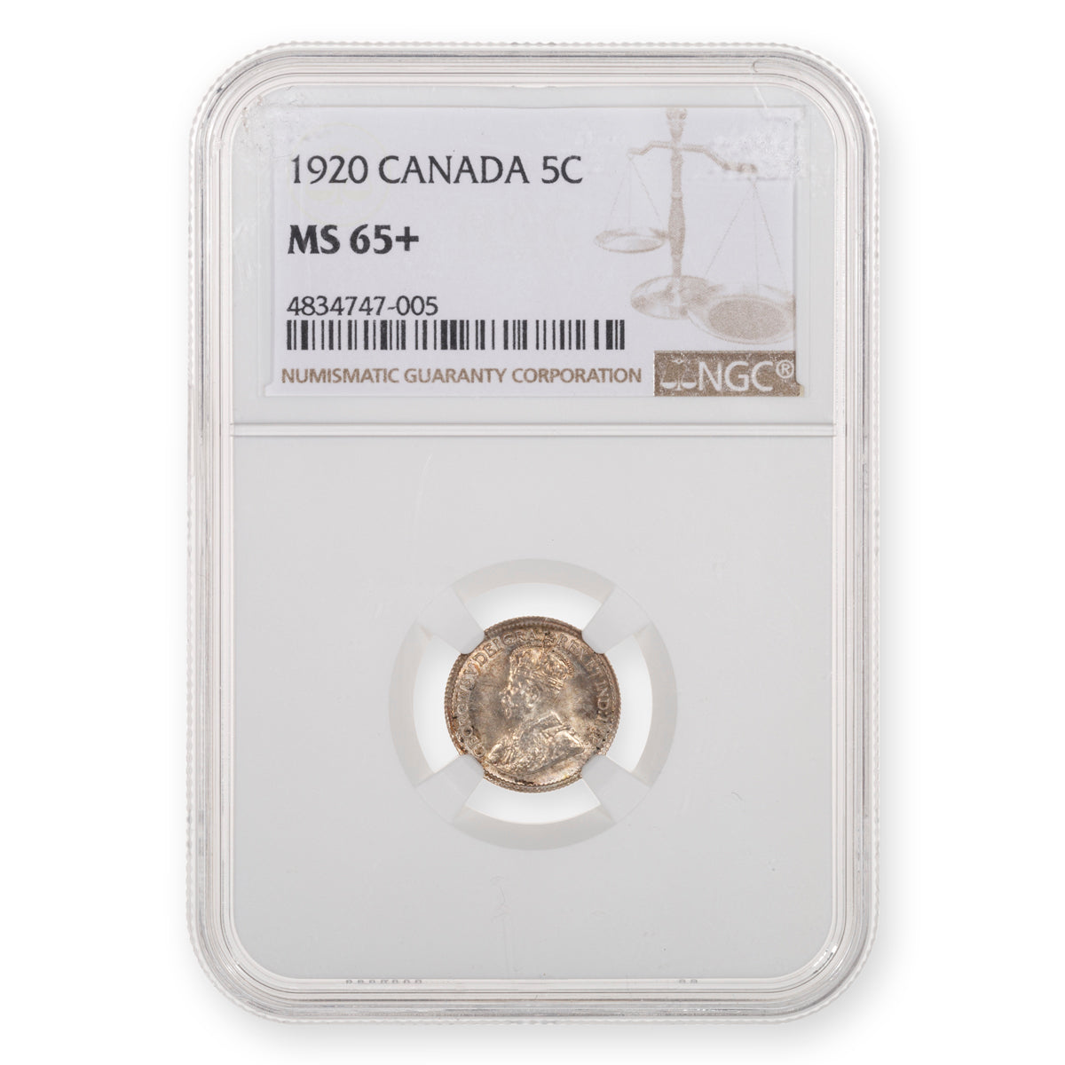 5 Cent 1920 NGC MS-65+