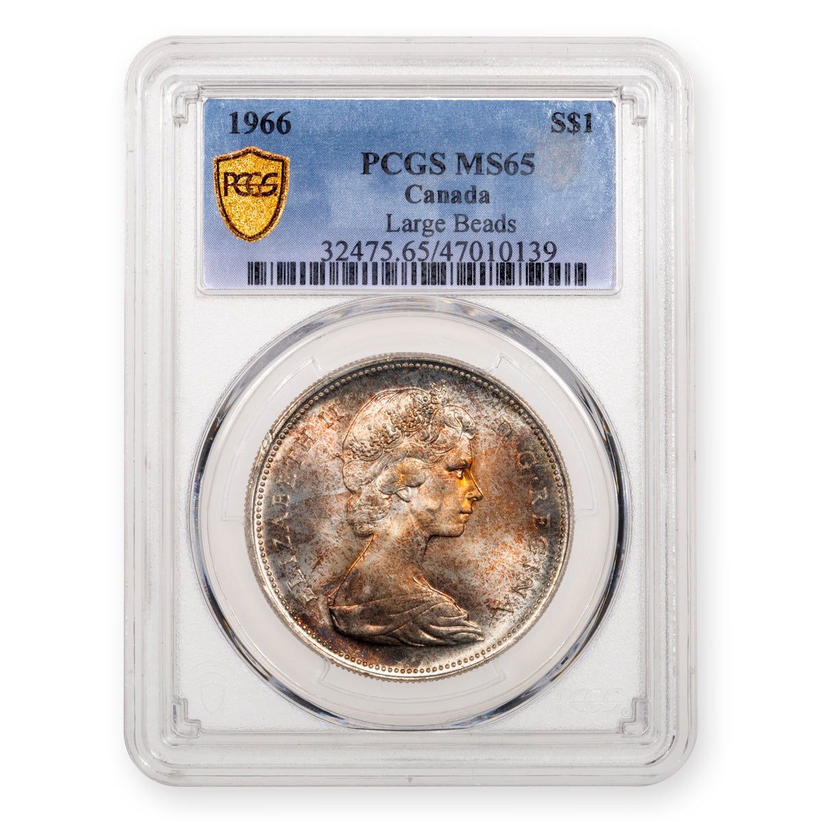 $1 1966 Large Beads PCGS MS-65