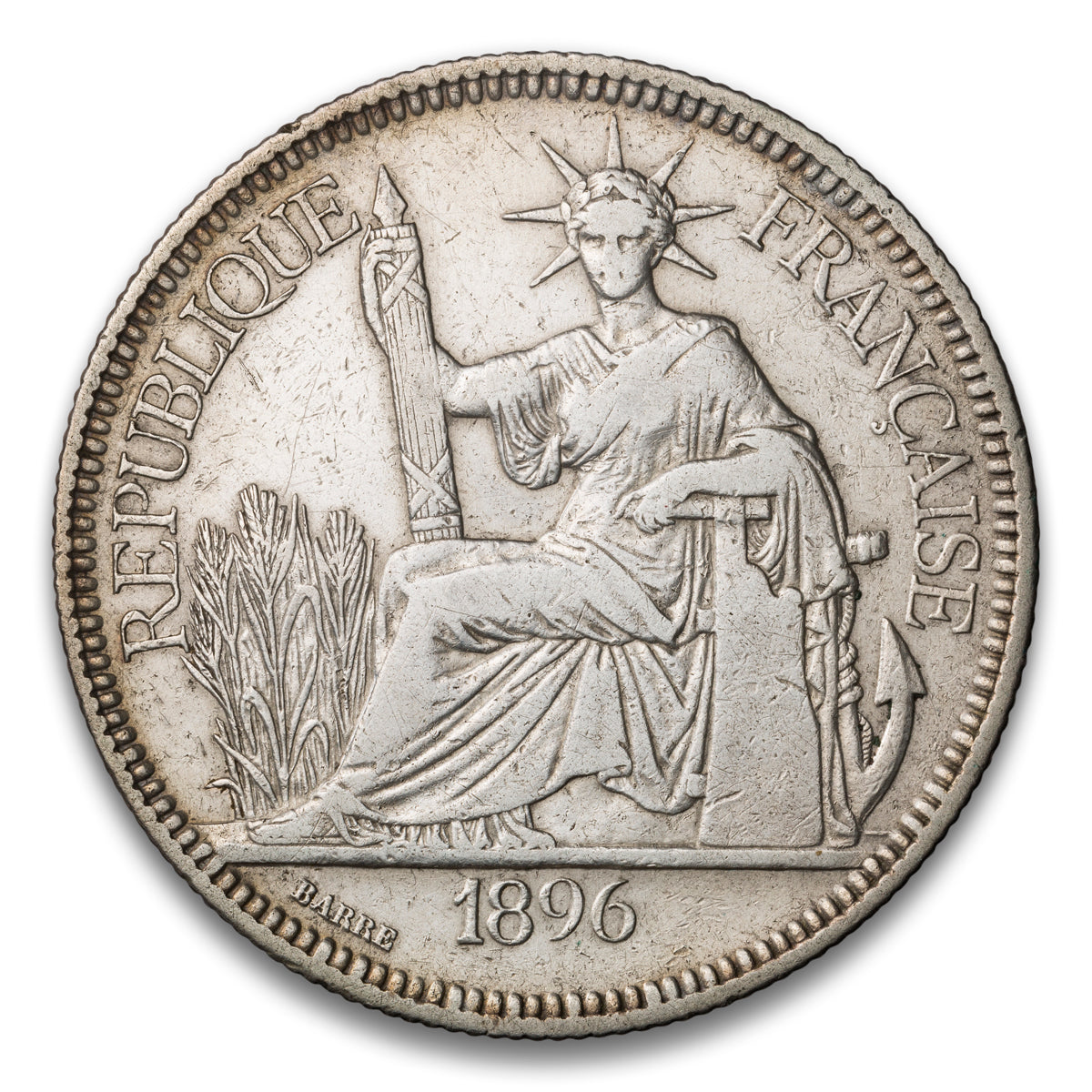 French Indo-China Silver 1 Piastre 1896 A