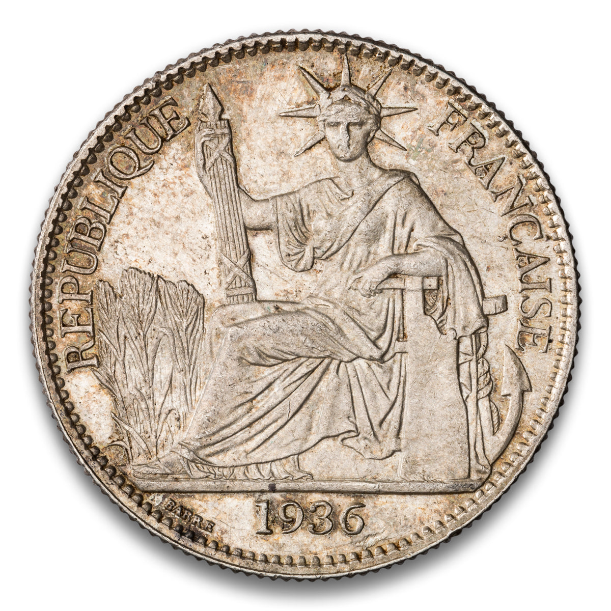 French Indo-China Silver 50 Cents 1936