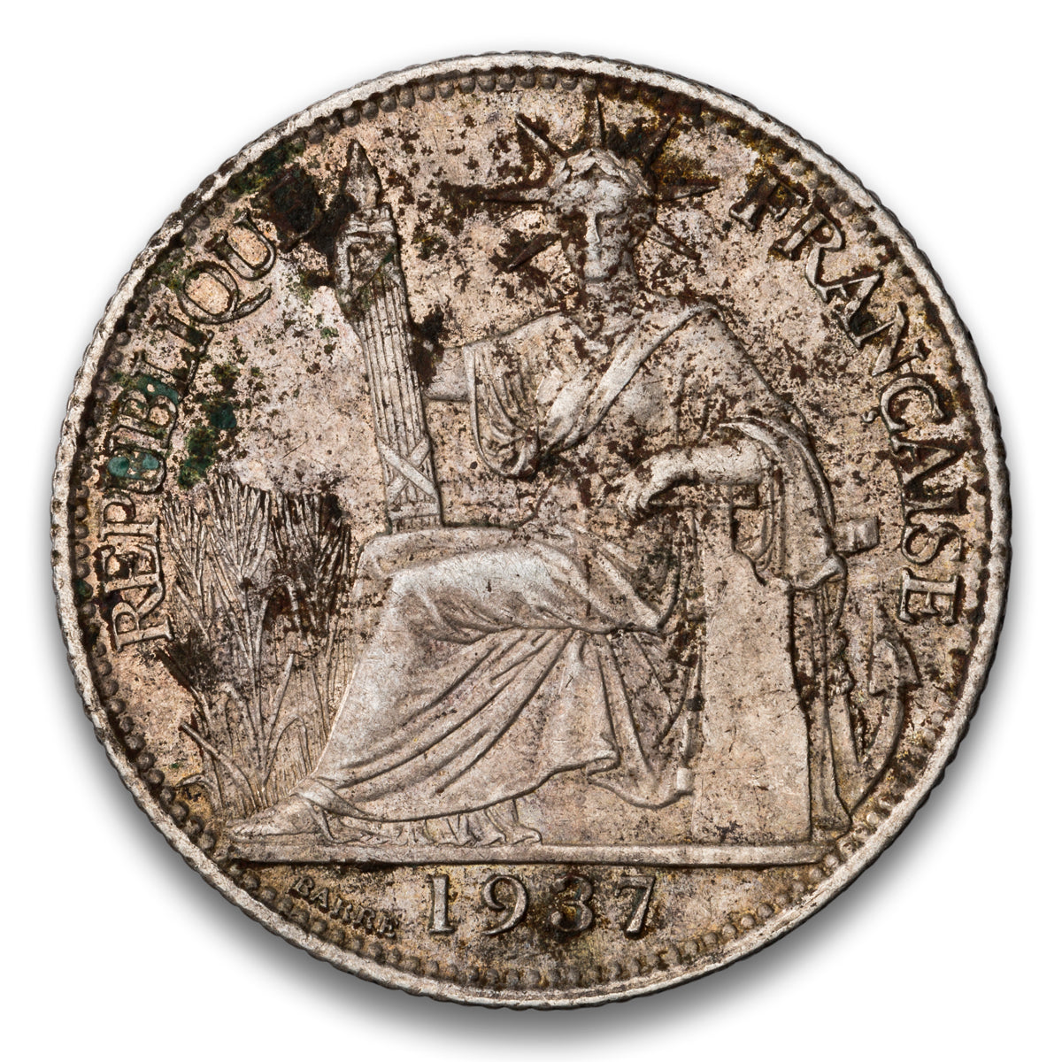 French Indo-China Silver 20 Cents 1937