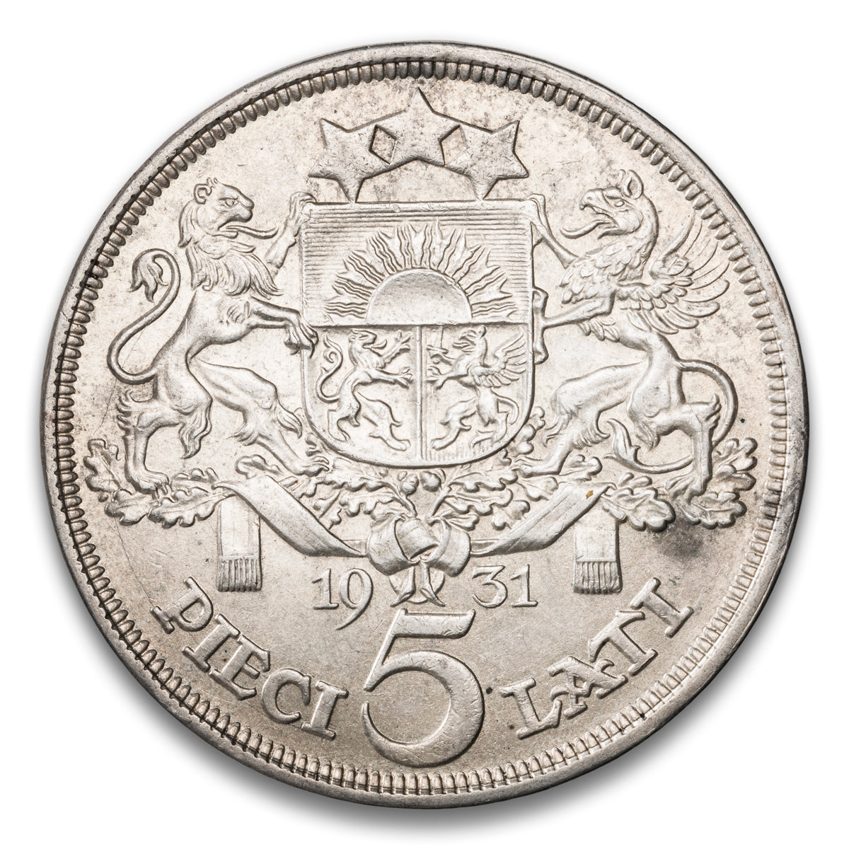 Latvia Silver 5 Lati 1931