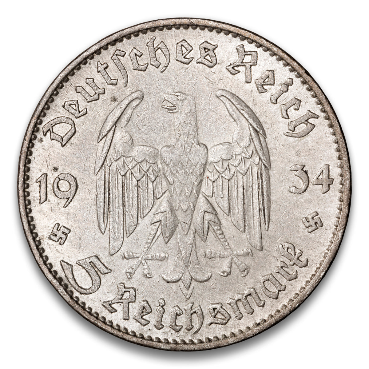 Germany Silver 5 Reichsmark 1934 E