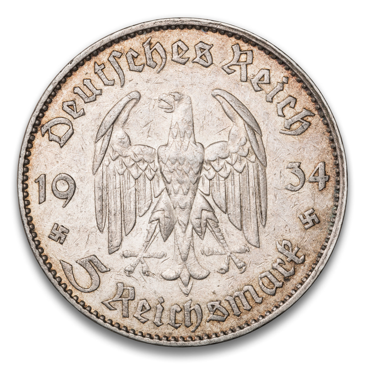 Germany Silver 5 Reichsmark 1934 J