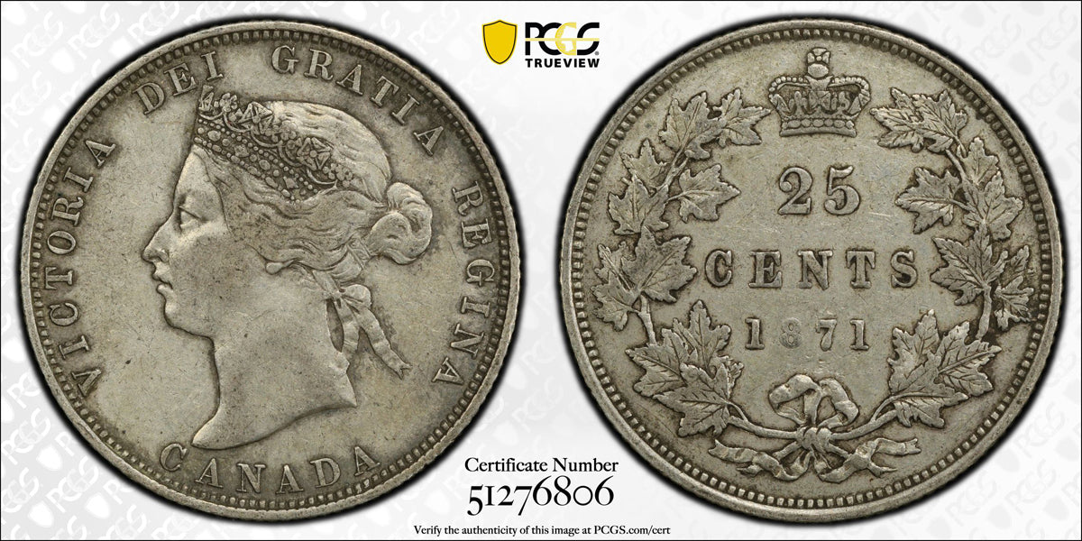 25 Cent 1871 Obverse 2 PCGS EF-40