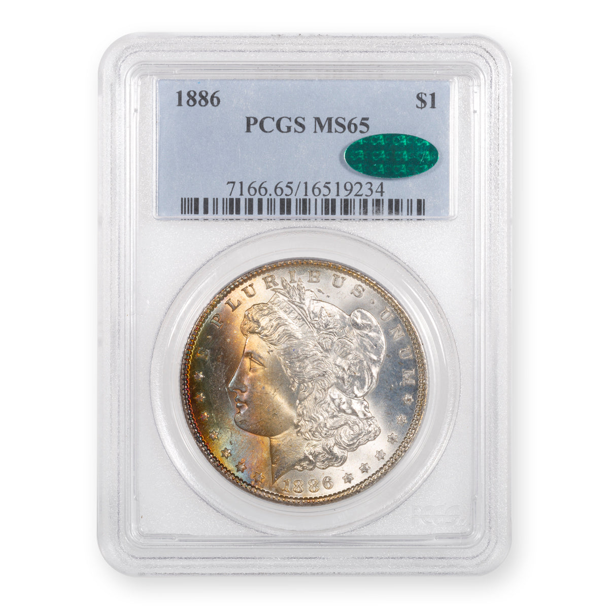 US $1 1886 Morgan Dollar PCGS MS-65 CAC Green Bean
