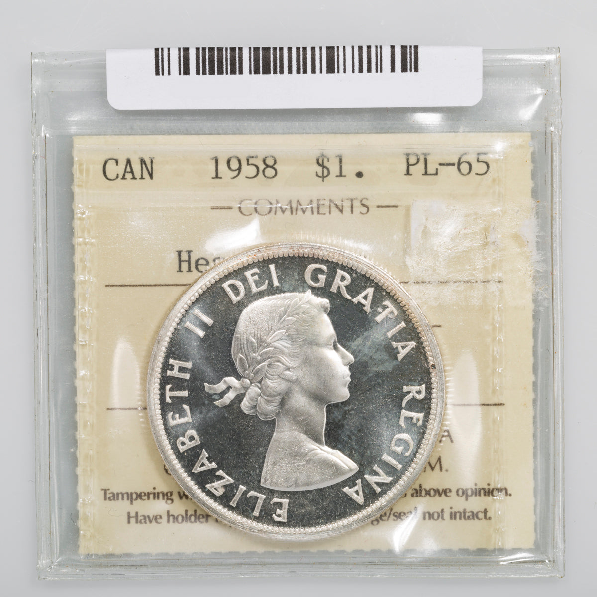 $1 1958 ICCS PL-65 Heavy Cameo