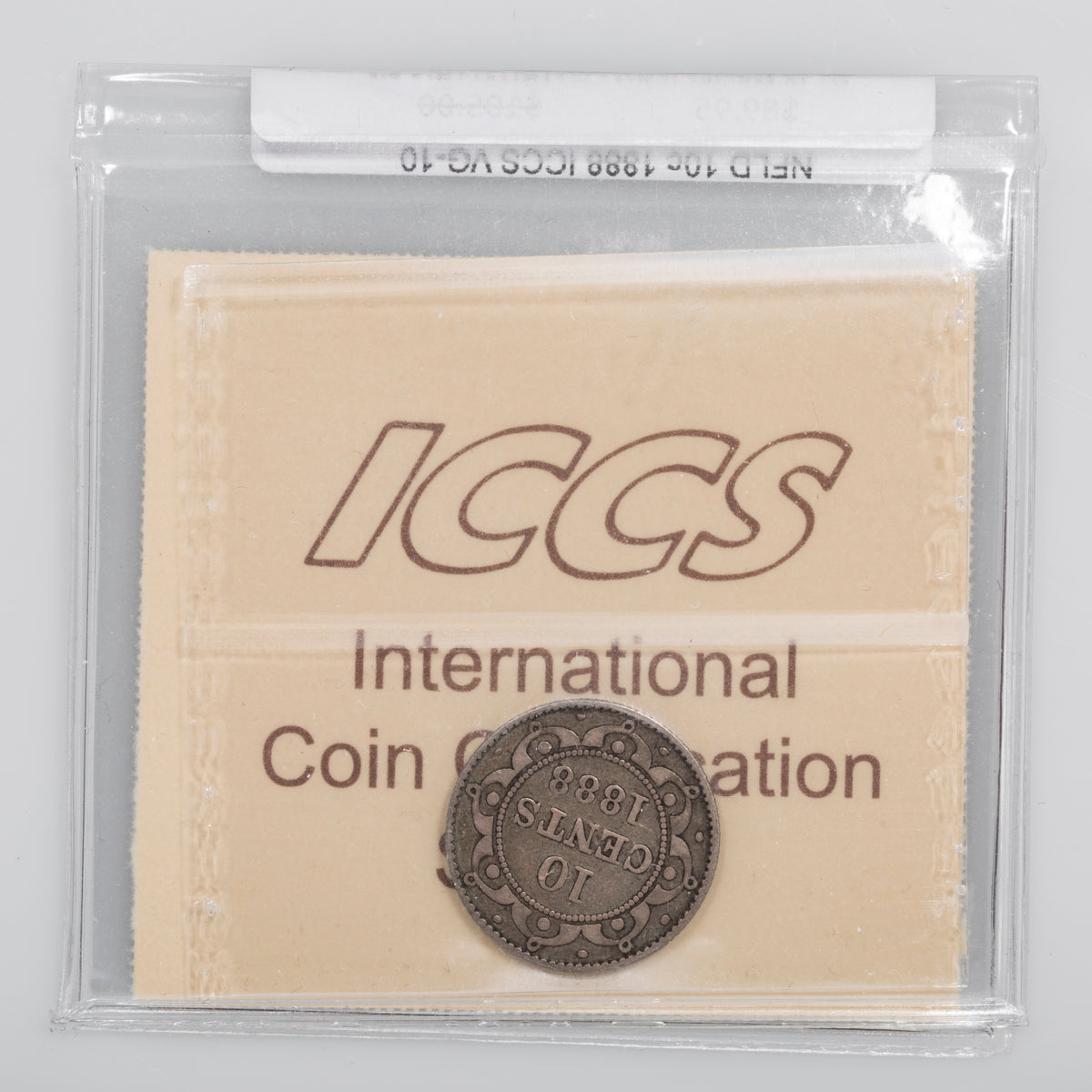 NFLD 10 Cent 1888 ICCS VG-10