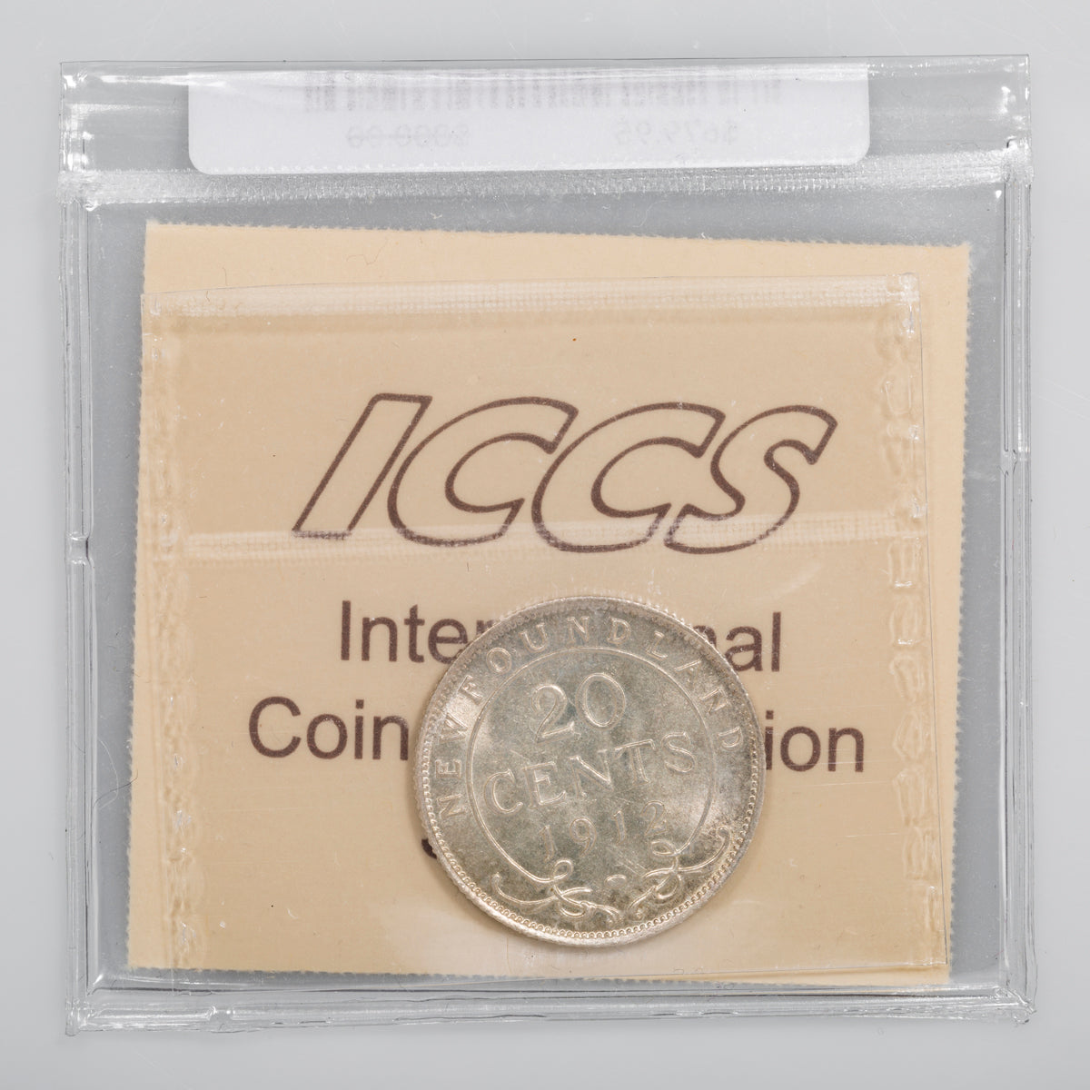 NFLD 20 Cent 1912 ICCS MS-63