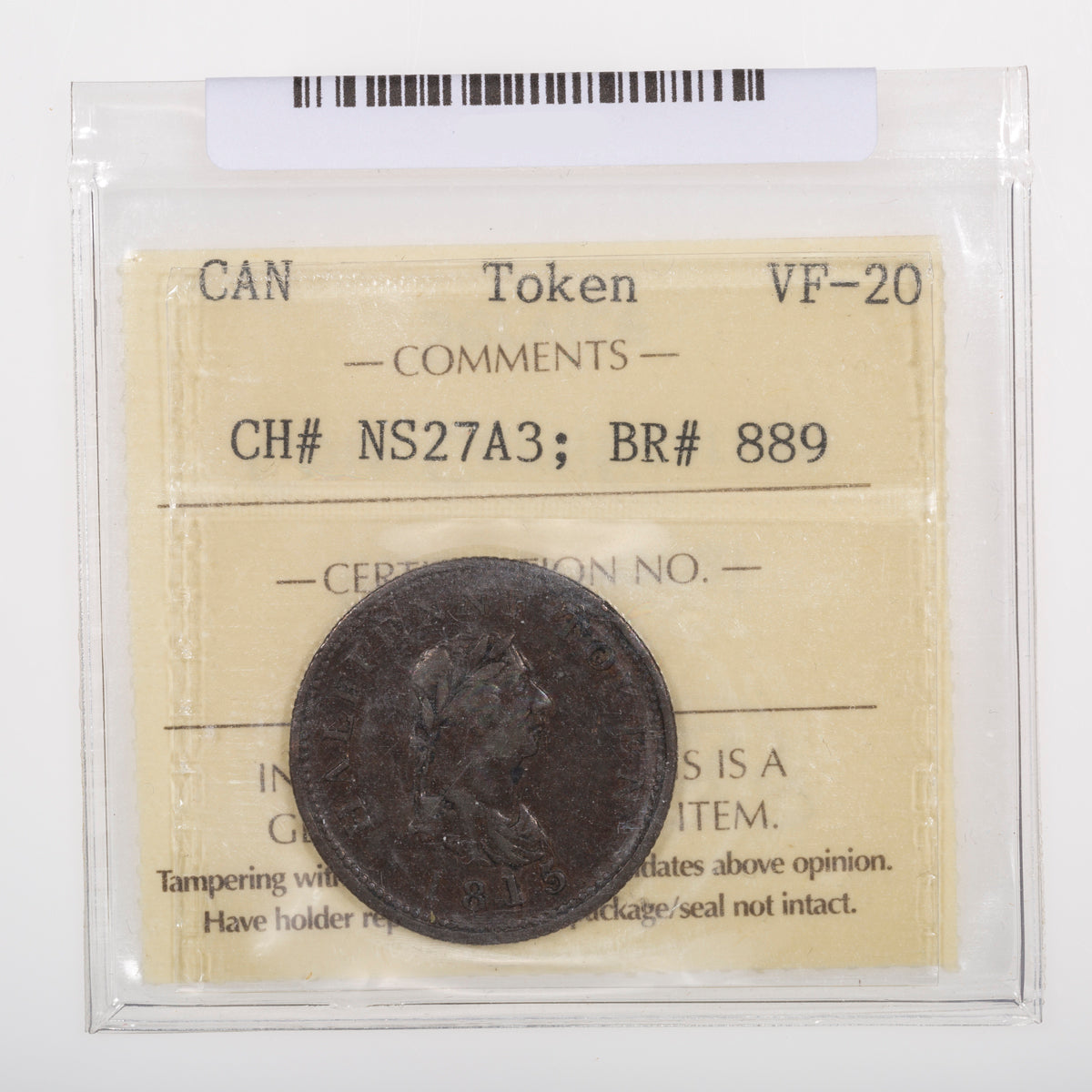 Nova Scotia Halifax - 1815 Halfpenny Token Half Penny 1815 VF-20