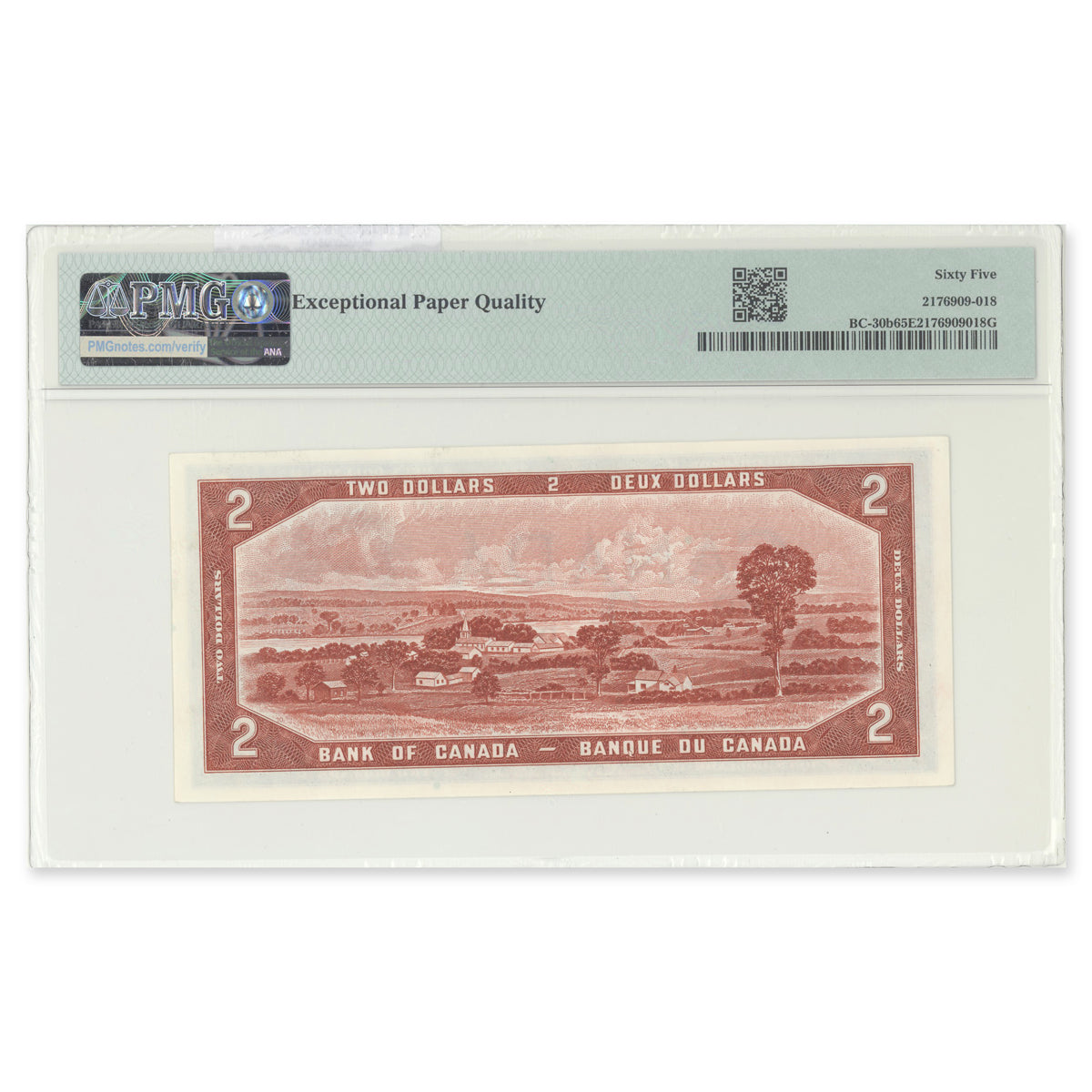 $2 1954 Devil's Face Series BC-30b Beattie-Coyne Prefix E/B PMG GUNC-65 EPQ