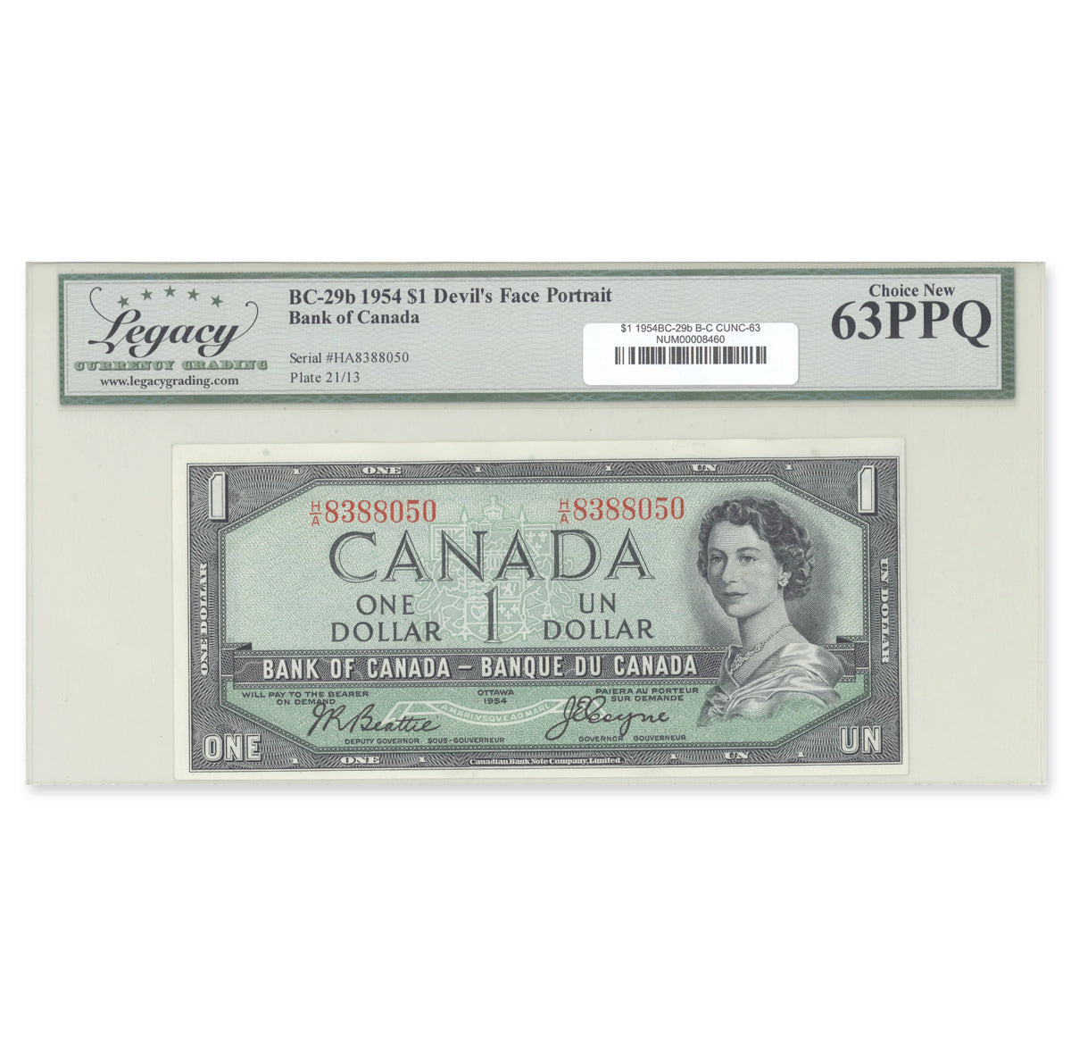 $1 1954 Devil's Face Series BC-29b Beattie-Coyne Prefix H/A Legacy CUNC-63 PPQ