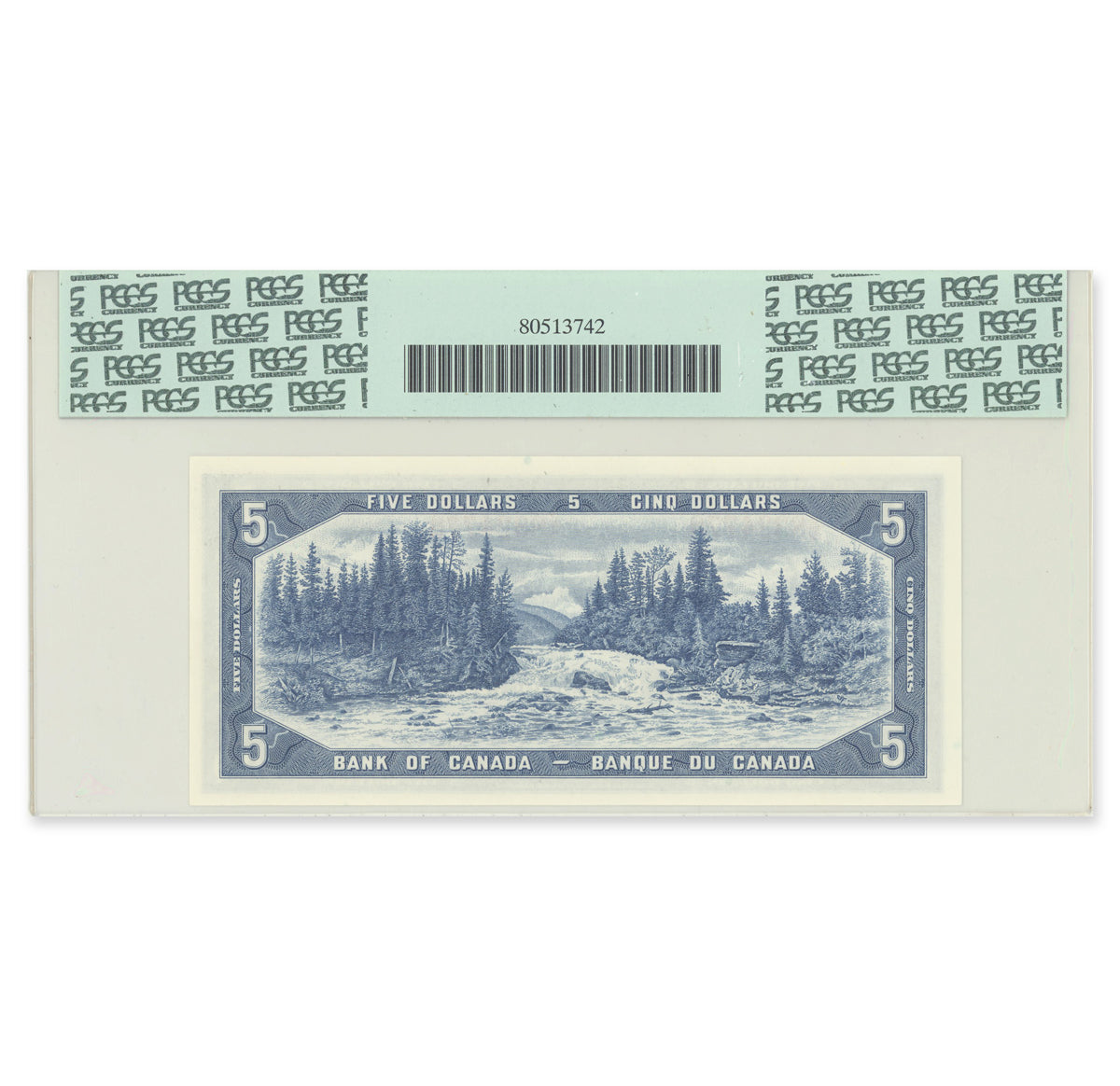 $5 1954 Modified Series BC-39b Beattie-Rasminsky Prefix V/S PCGS CUNC-64 PPQ