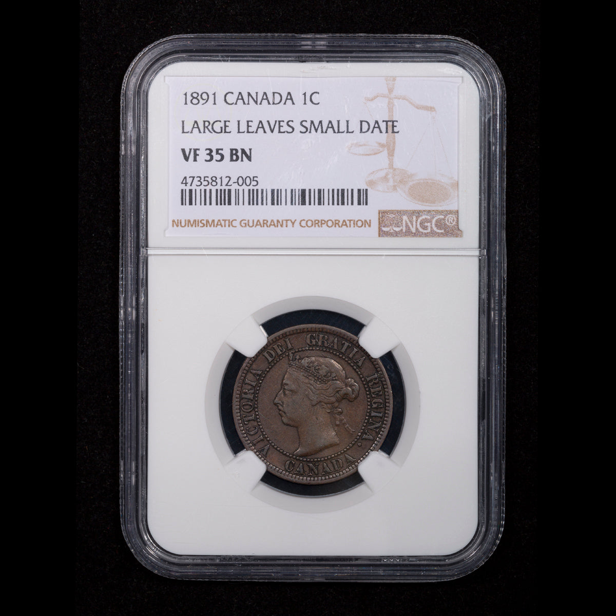 1 Cent 1891 SD LL NGC VF-35 BN
