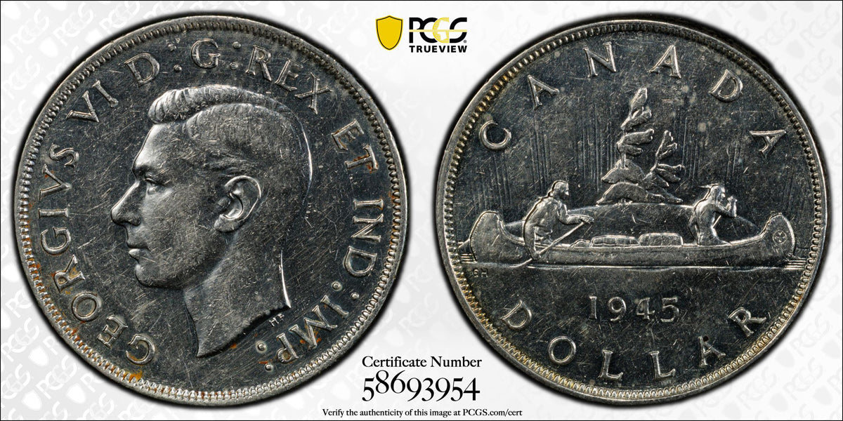 $1 1945 5/5 PCGS AU-50