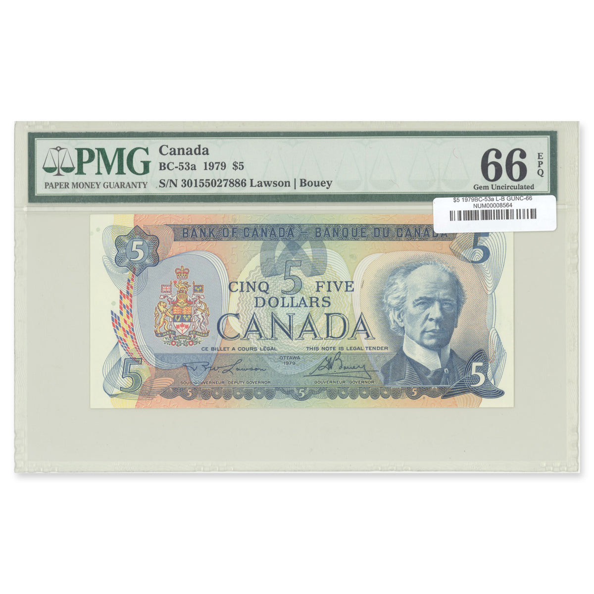 $5 1979 BC-53a Lawson-Bouey PMG GUNC-66 EPQ