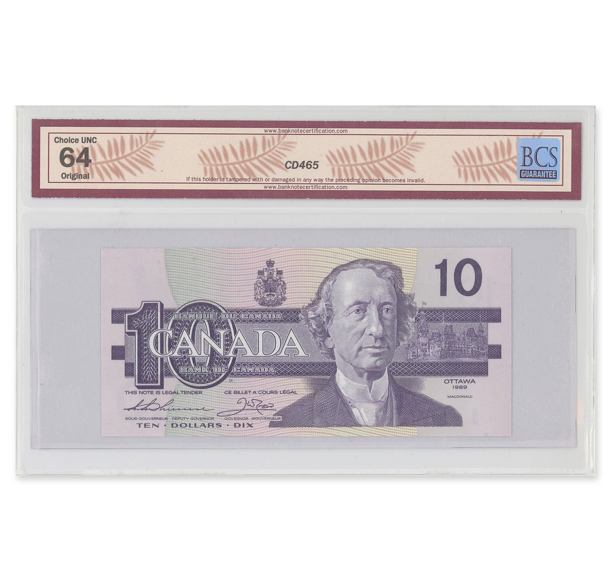 $10 1989 BC-57a Thiessen-Crow Prefix ADE BCS CUNC-64 Original