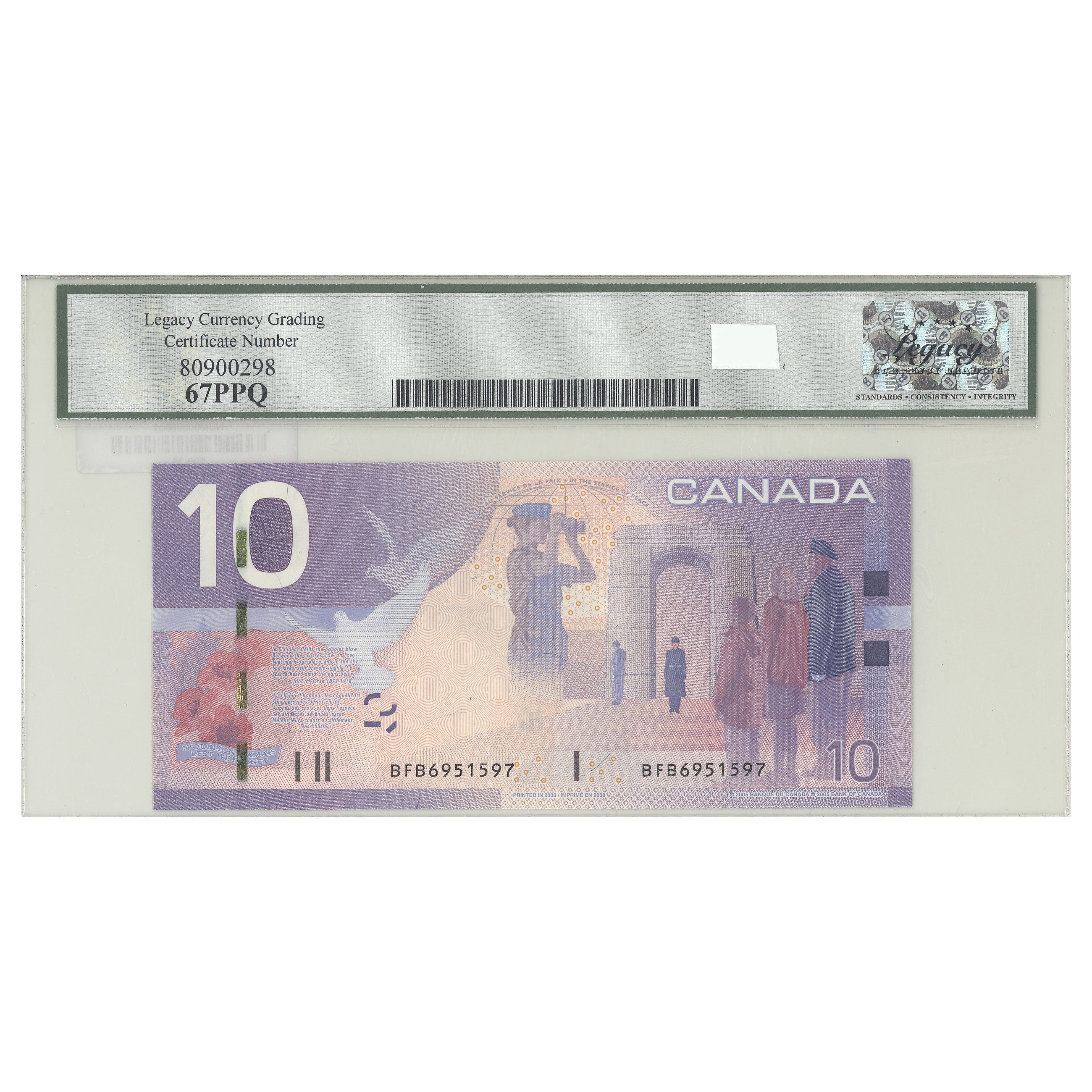 $10 2005 BC-68b Jenkins-Carney Prefix BFB Legacy GUNC-67 PPQ