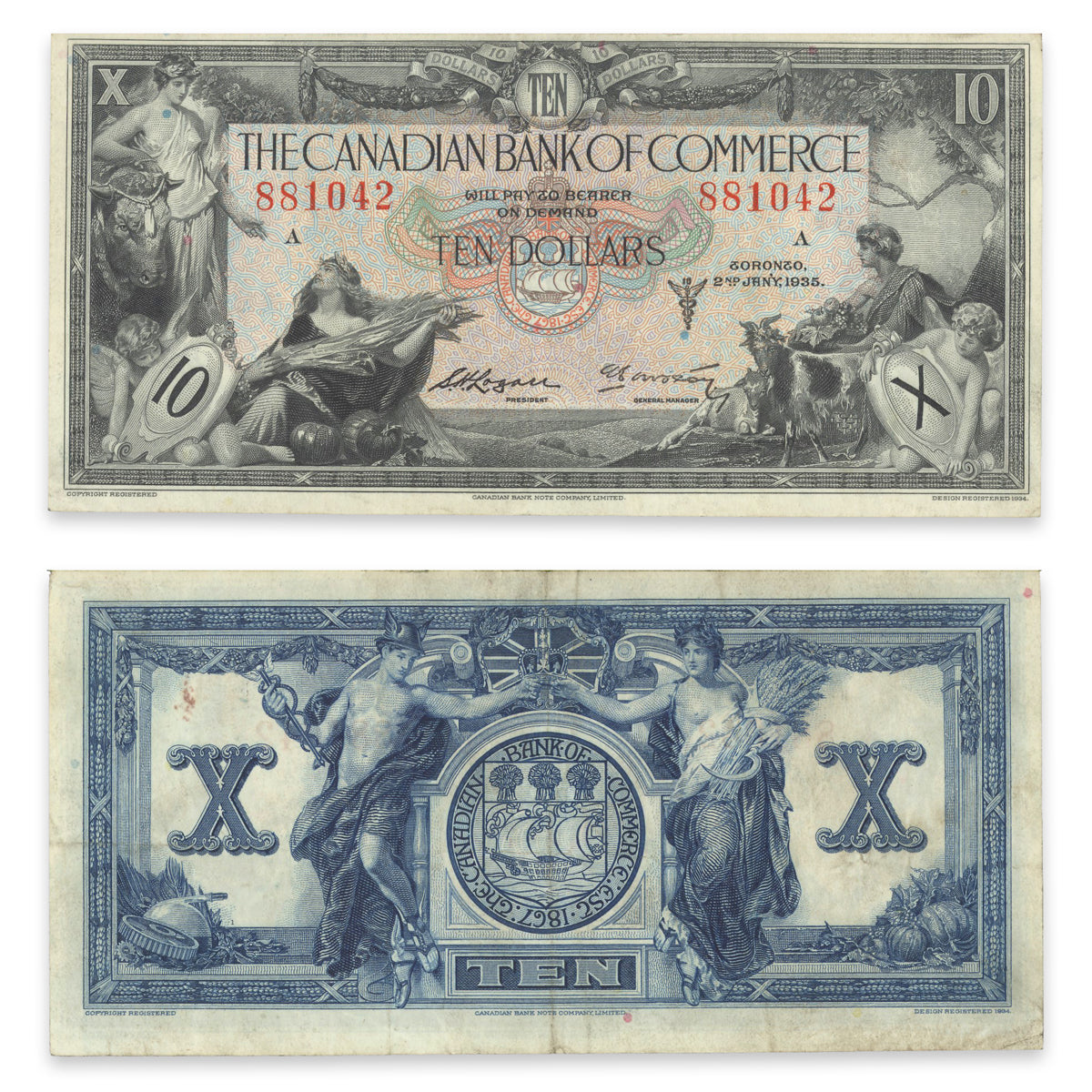 $10 1935 75-18-08a Canadian Bank of Commerce Logan-Arscott EF-45