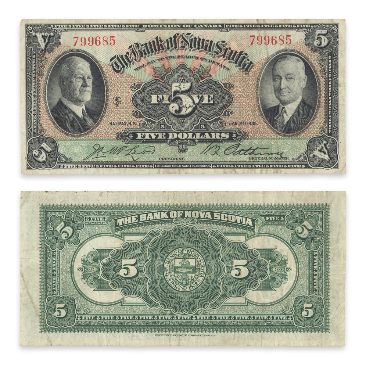 $5 1935 550-36-02 Bank of Nova Scotia McLeod-Patterson VF-35