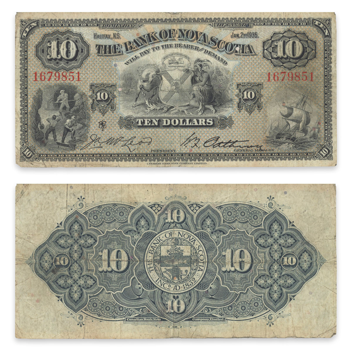 $10 1935 550-36-04 Bank of Nova Scotia McLeod-Patterson VF-25