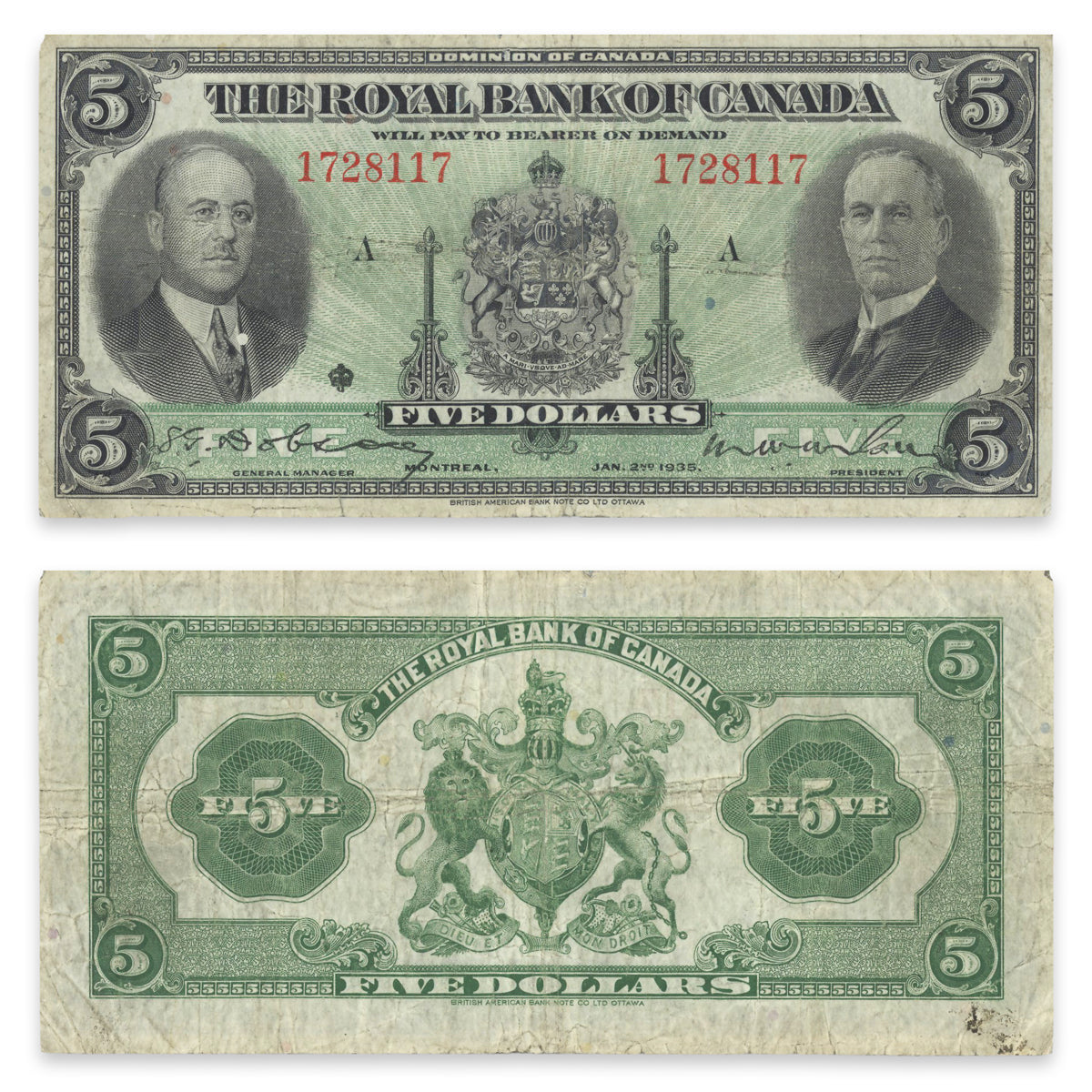 $5 1935 630-18-02a Royal Bank of Canada Dobson-Wilson F-15
