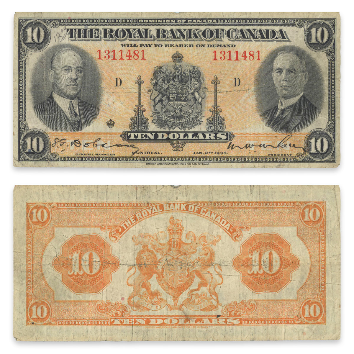 $10 1935 630-18-04a Royal Bank of Canada Dobson-Wilson F-18