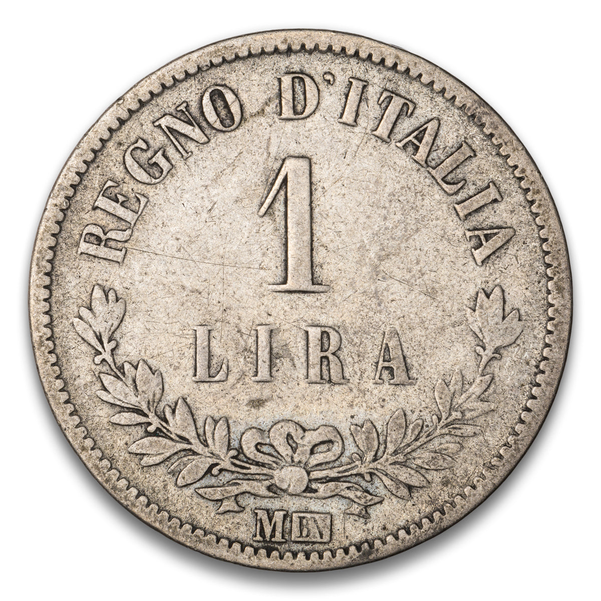 Italy Silver 1 Lira 1863 M BN