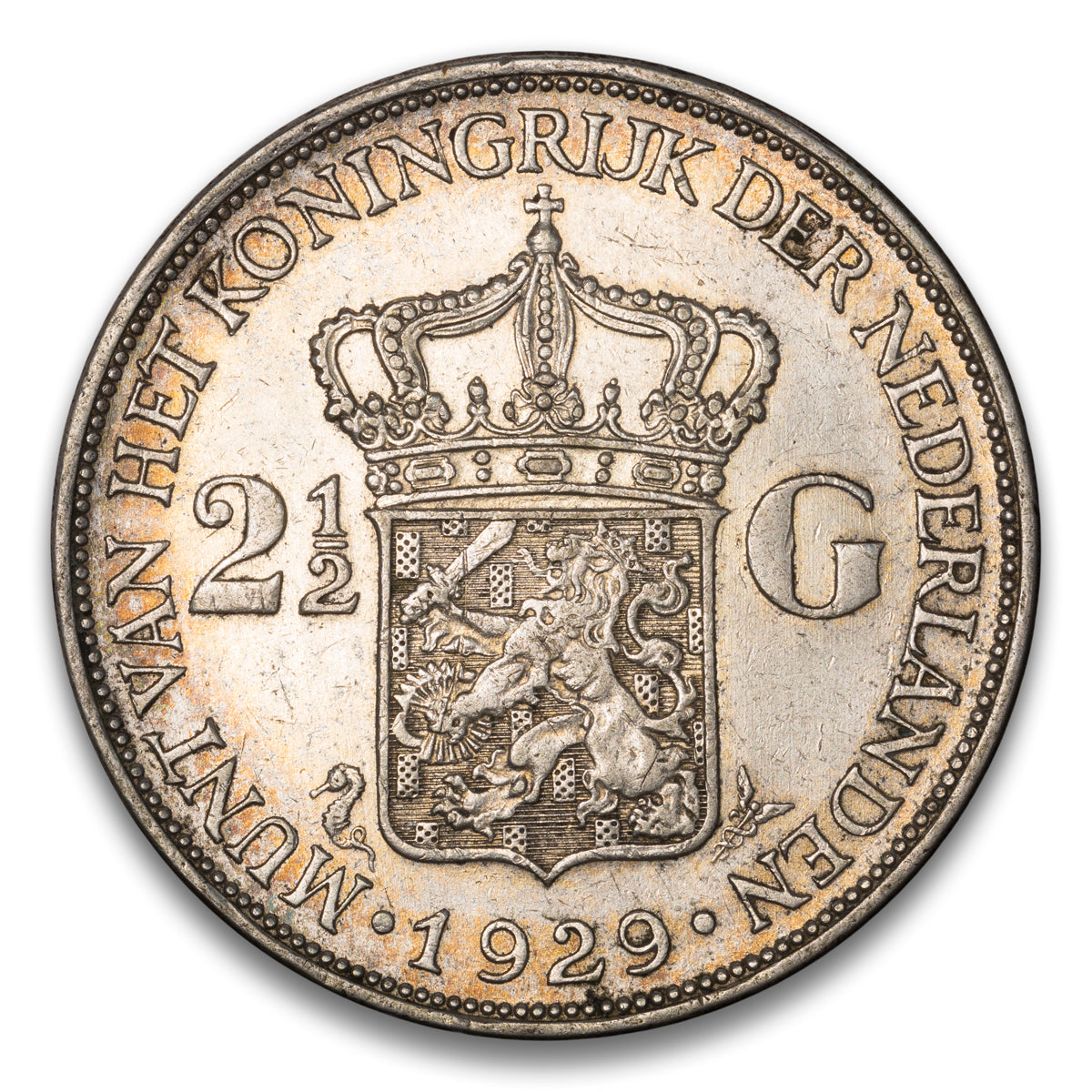 Netherlands Silver 2 1/2 Gulden 1929