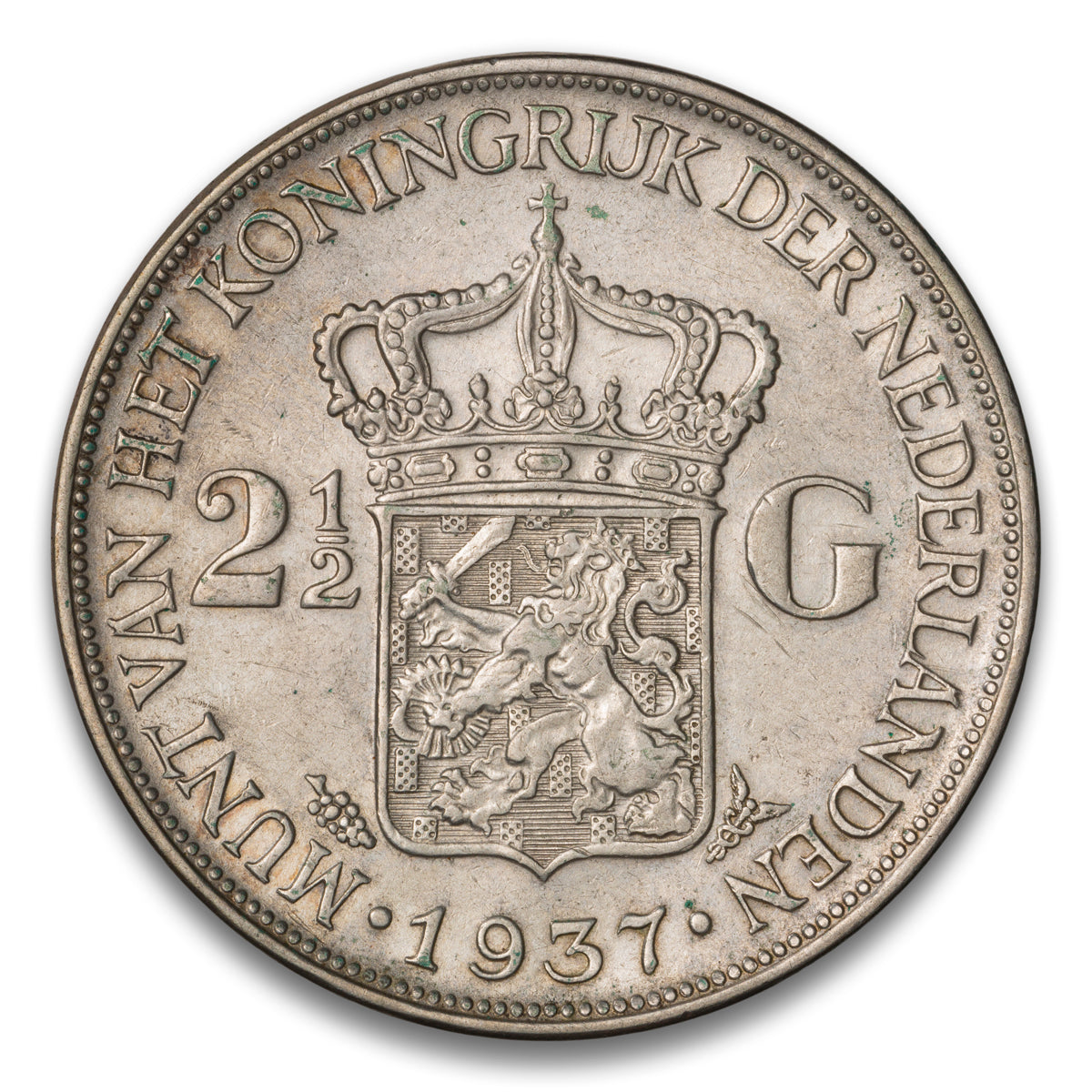 Netherlands Silver 2 1/2 Gulden 1937