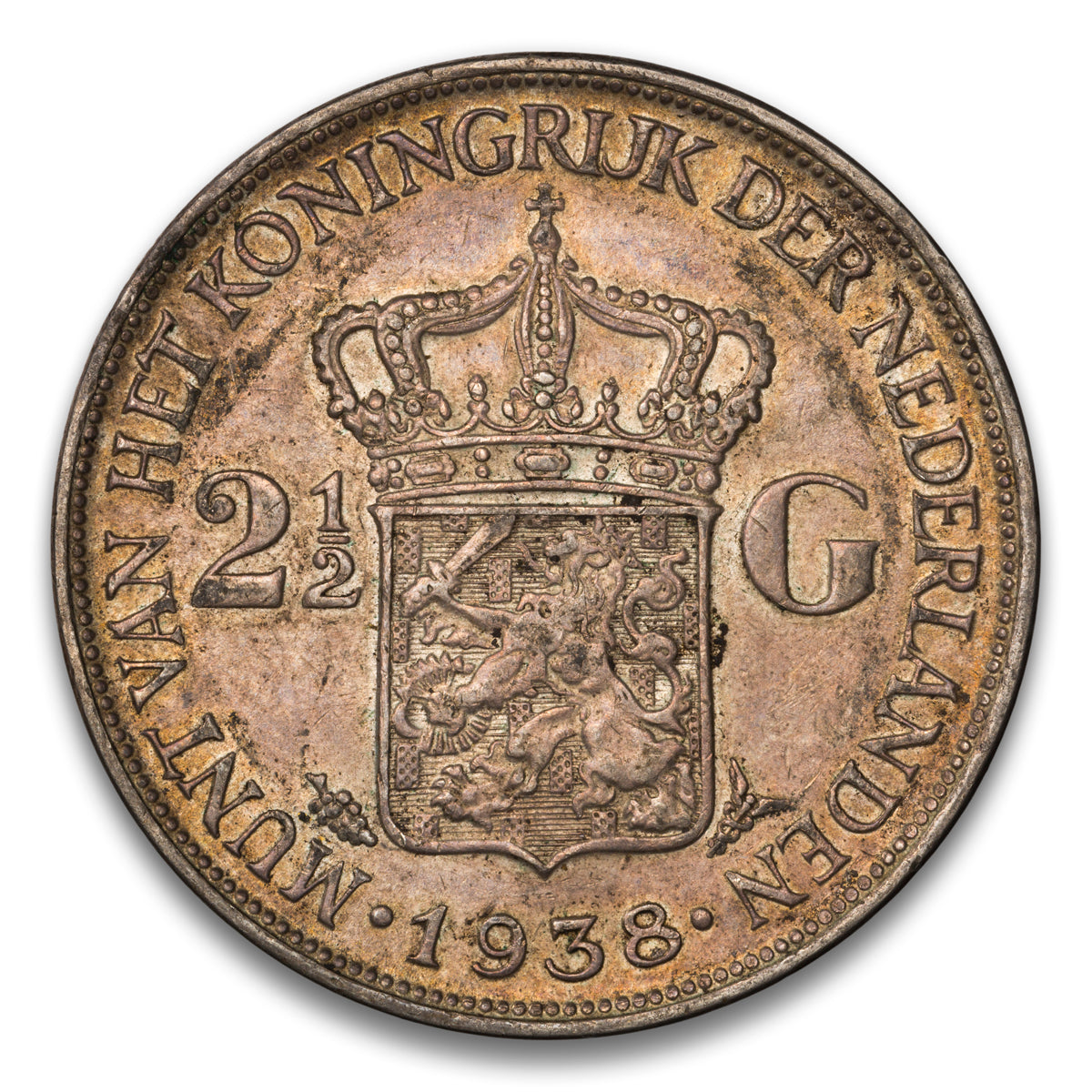 Netherlands Silver 2 1/2 Gulden 1938