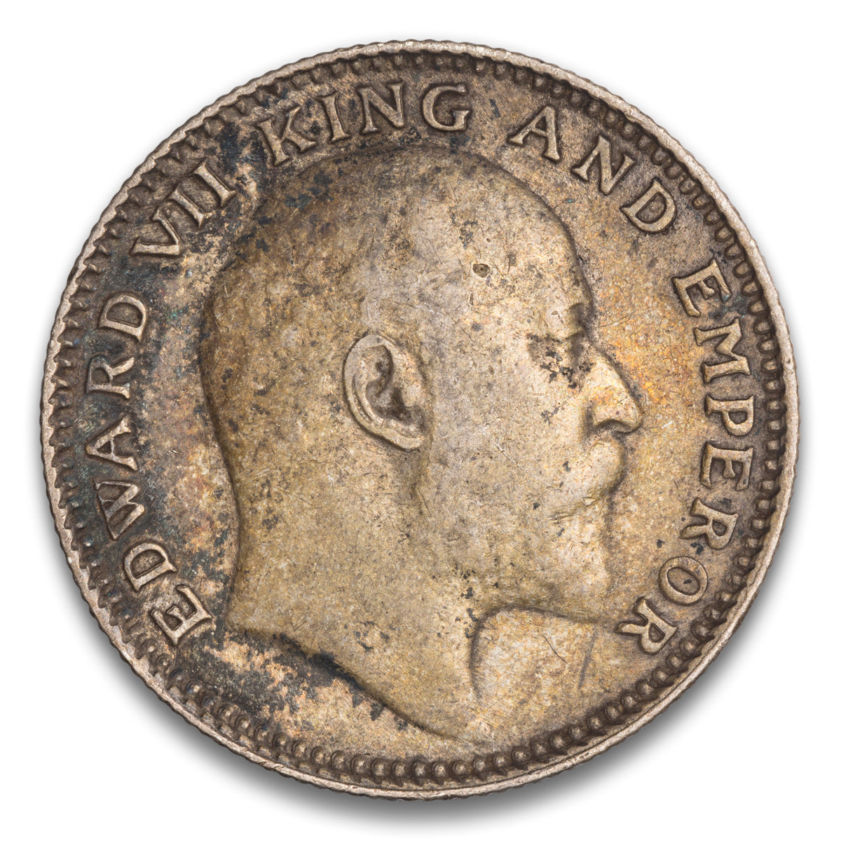 British India Silver 1/2 Rupee 1907