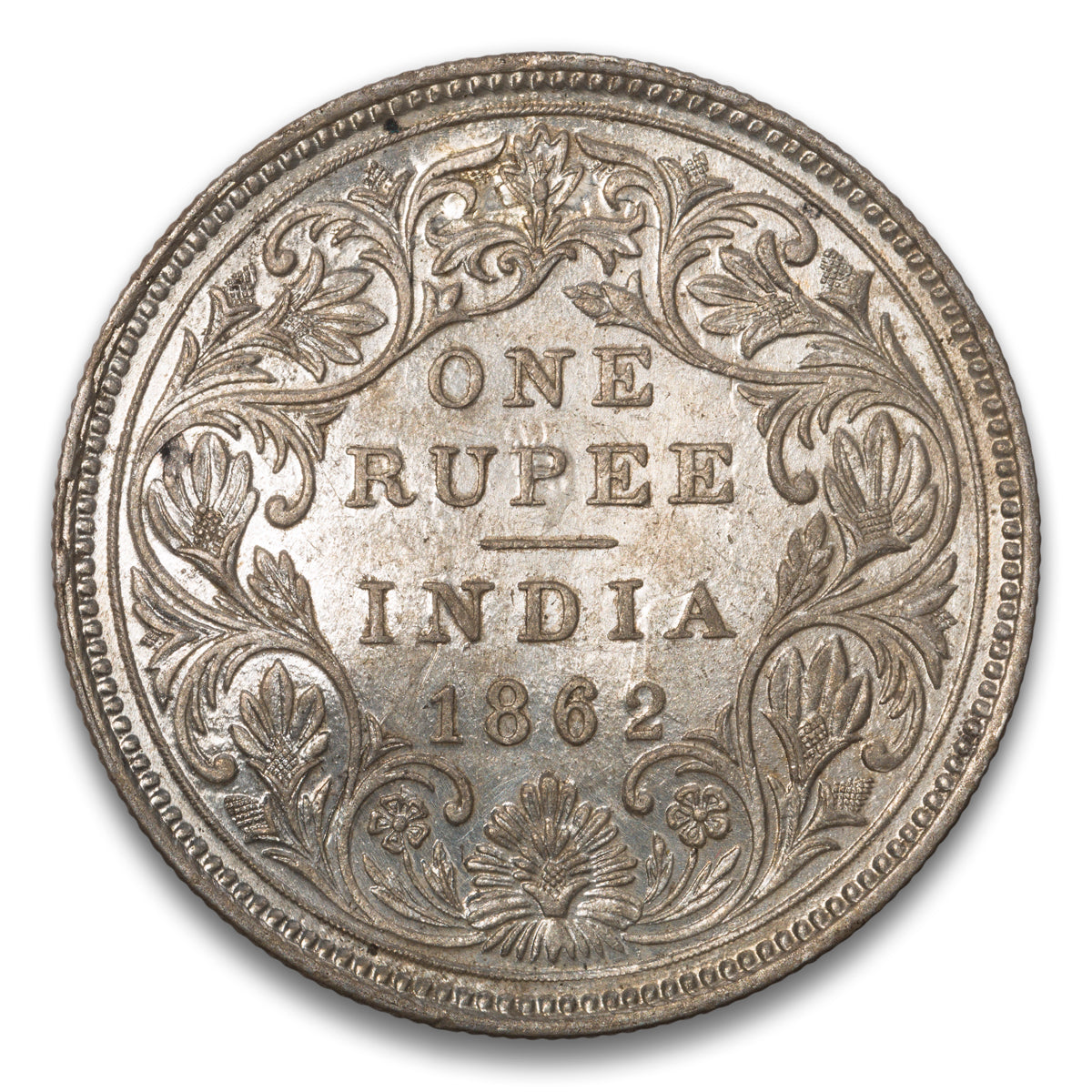 British India Silver 1 Rupee 1862