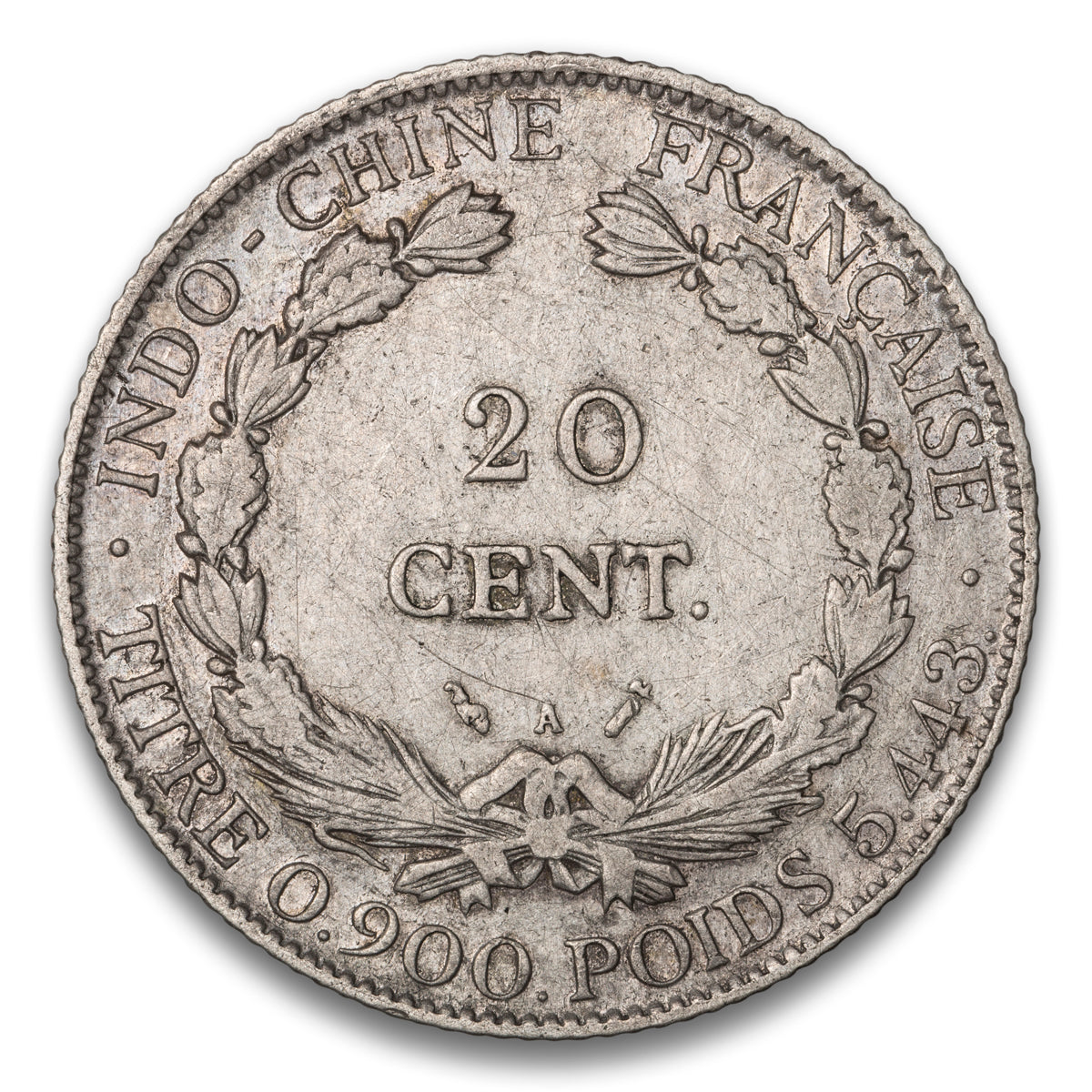 French Indo-China Silver 20 Cents 1885 A