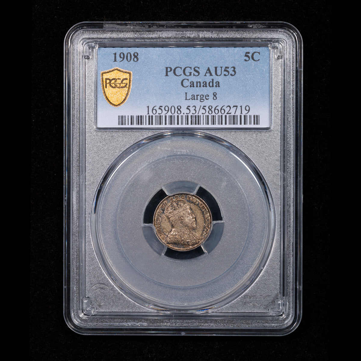 5 Cent 1908 Large 8 PCGS AU-53