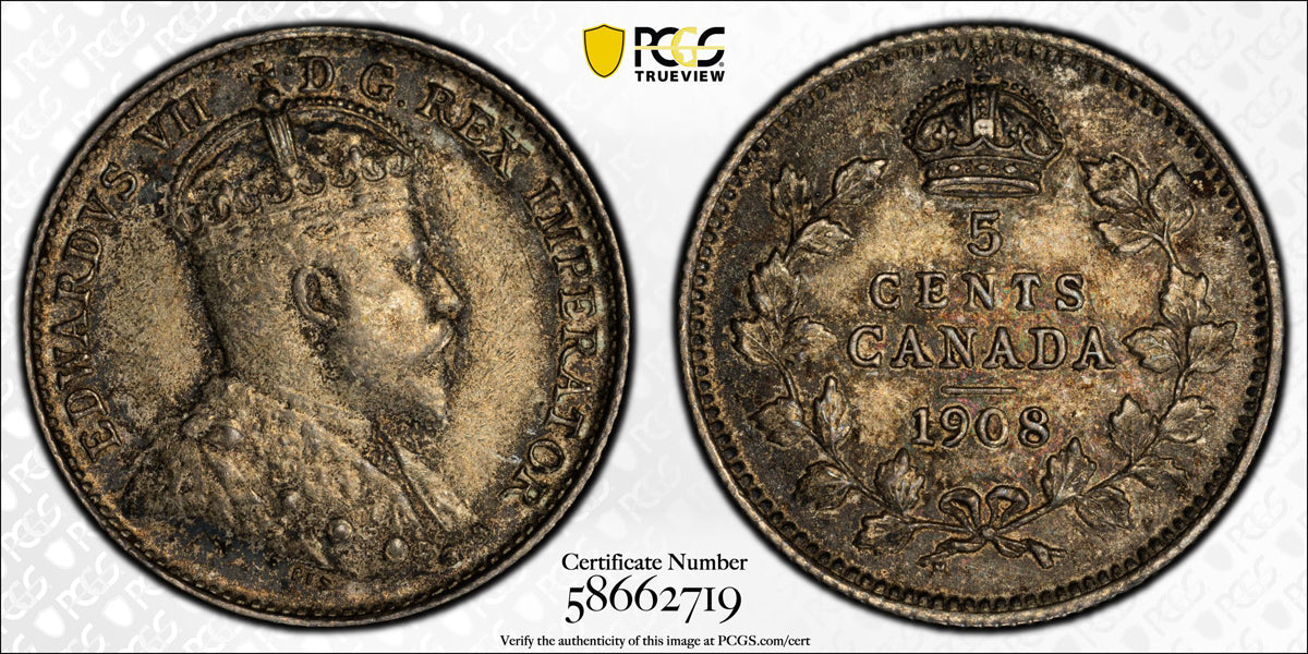 5 Cent 1908 Large 8 PCGS AU-53
