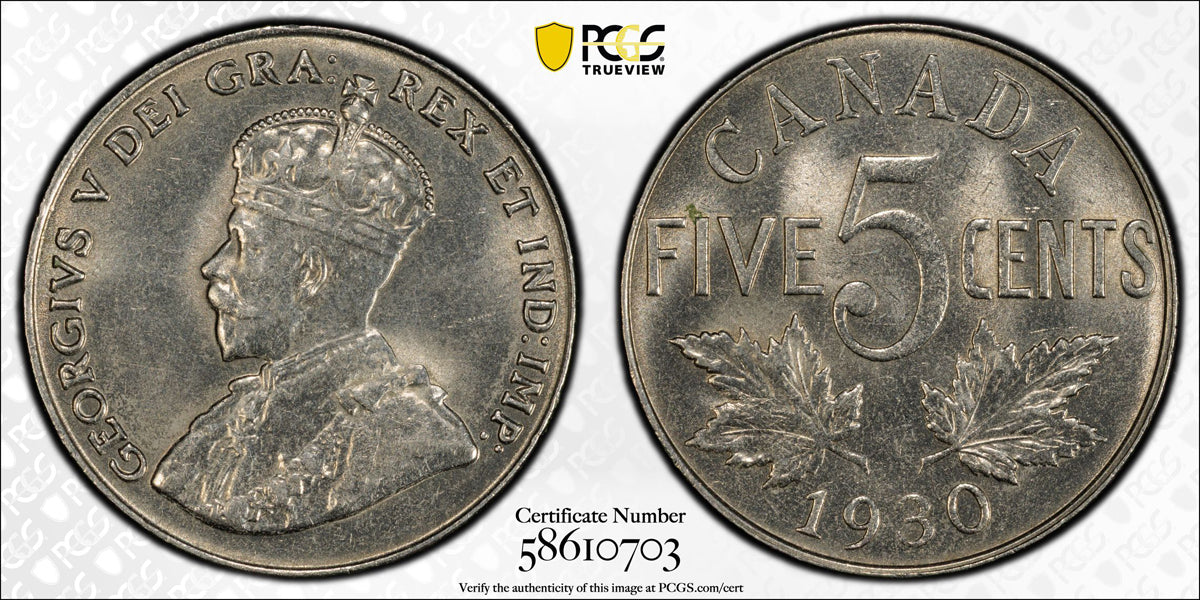 5 Cent 1930 PCGS AU-58