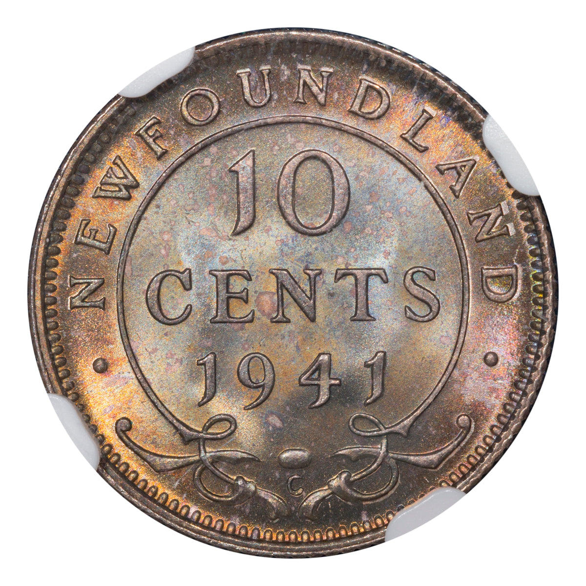 NFLD 10 Cent 1941C NGC MS-64