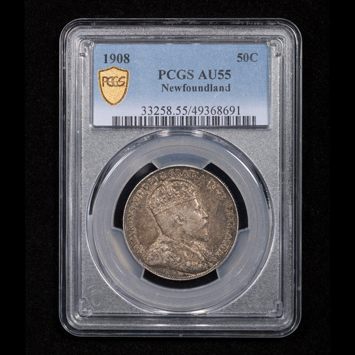 NFLD 50 Cent 1908 PCGS AU-55