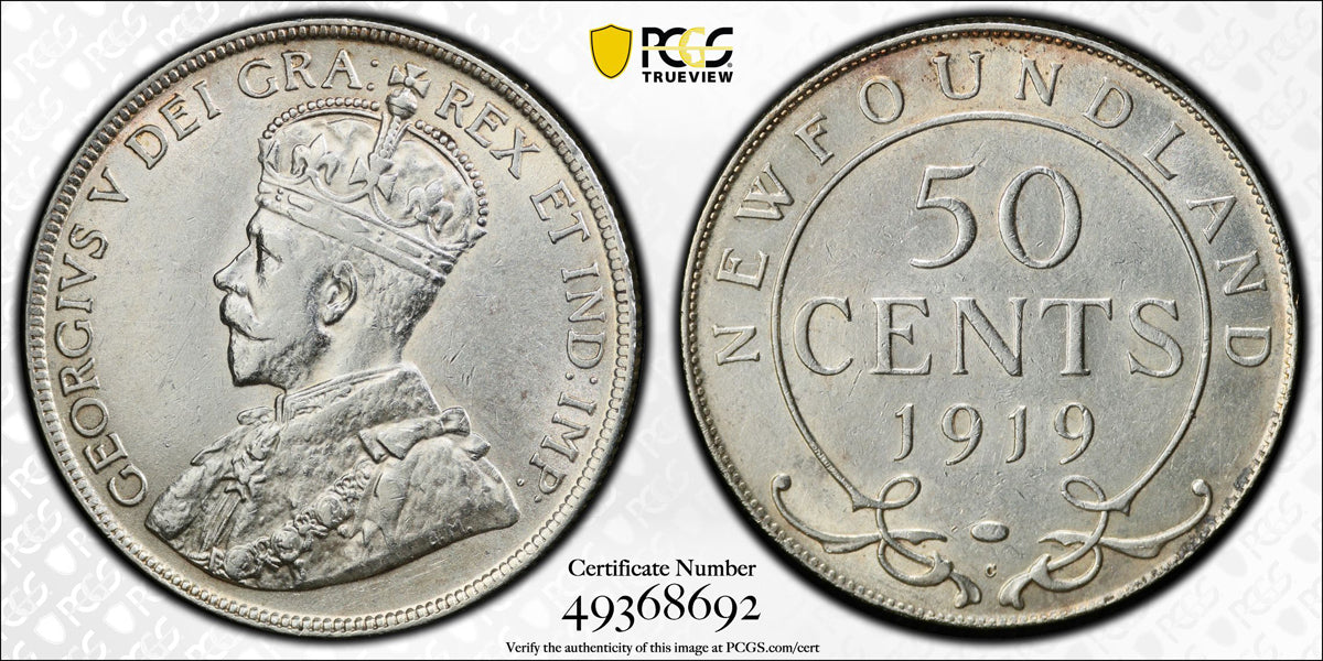 NFLD 50 Cent 1919C PCGS AU-53