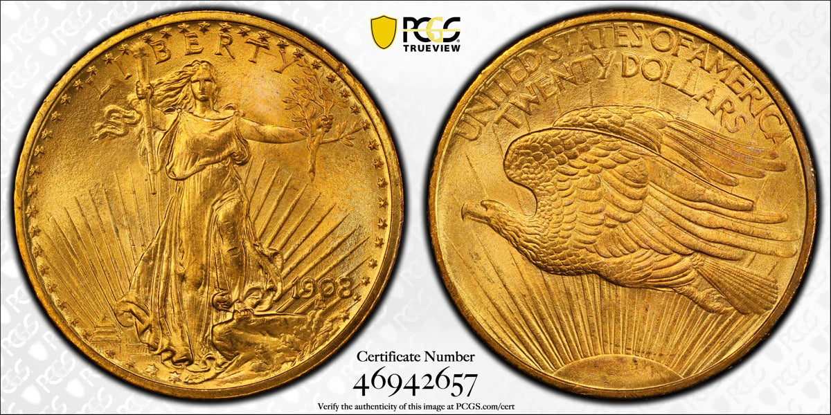 US $20 1908 PCGS MS-66