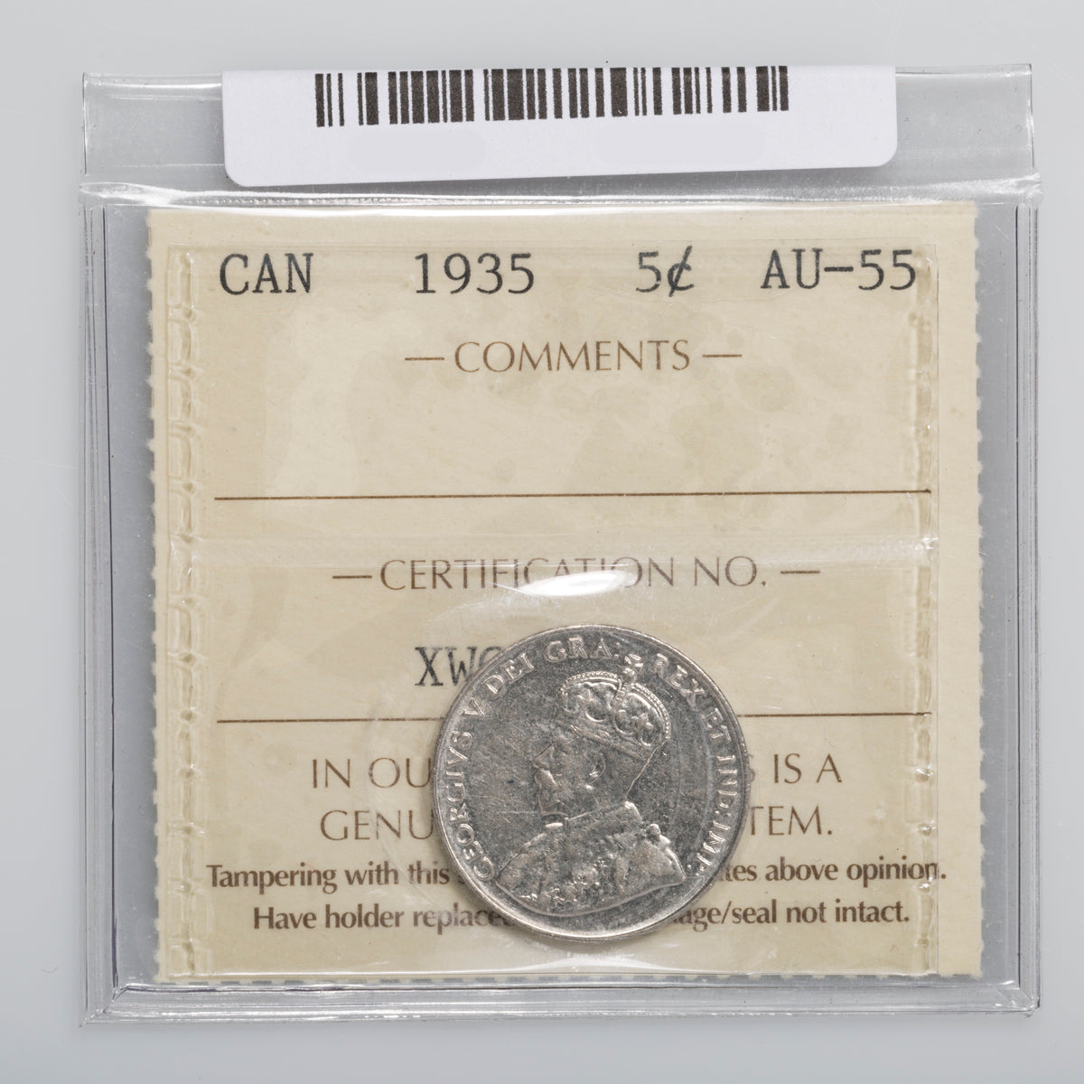 5 Cent 1935 ICCS AU-55