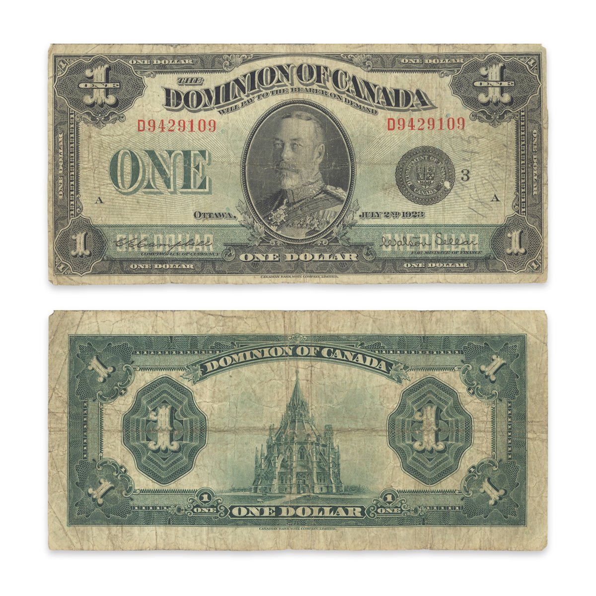 $1 1923 DC-25n Campbell-Sellar Prefix D F-12