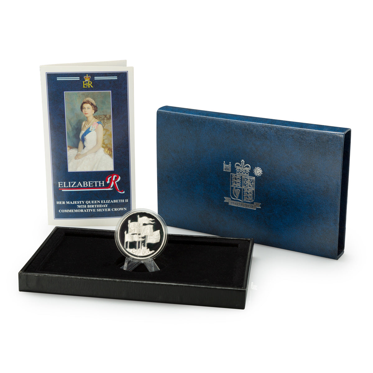 1996 5 Pounds Her Majesty Queen Elizabeth II: 70th Commemorative Silver Crown - Sterling Silver Coin