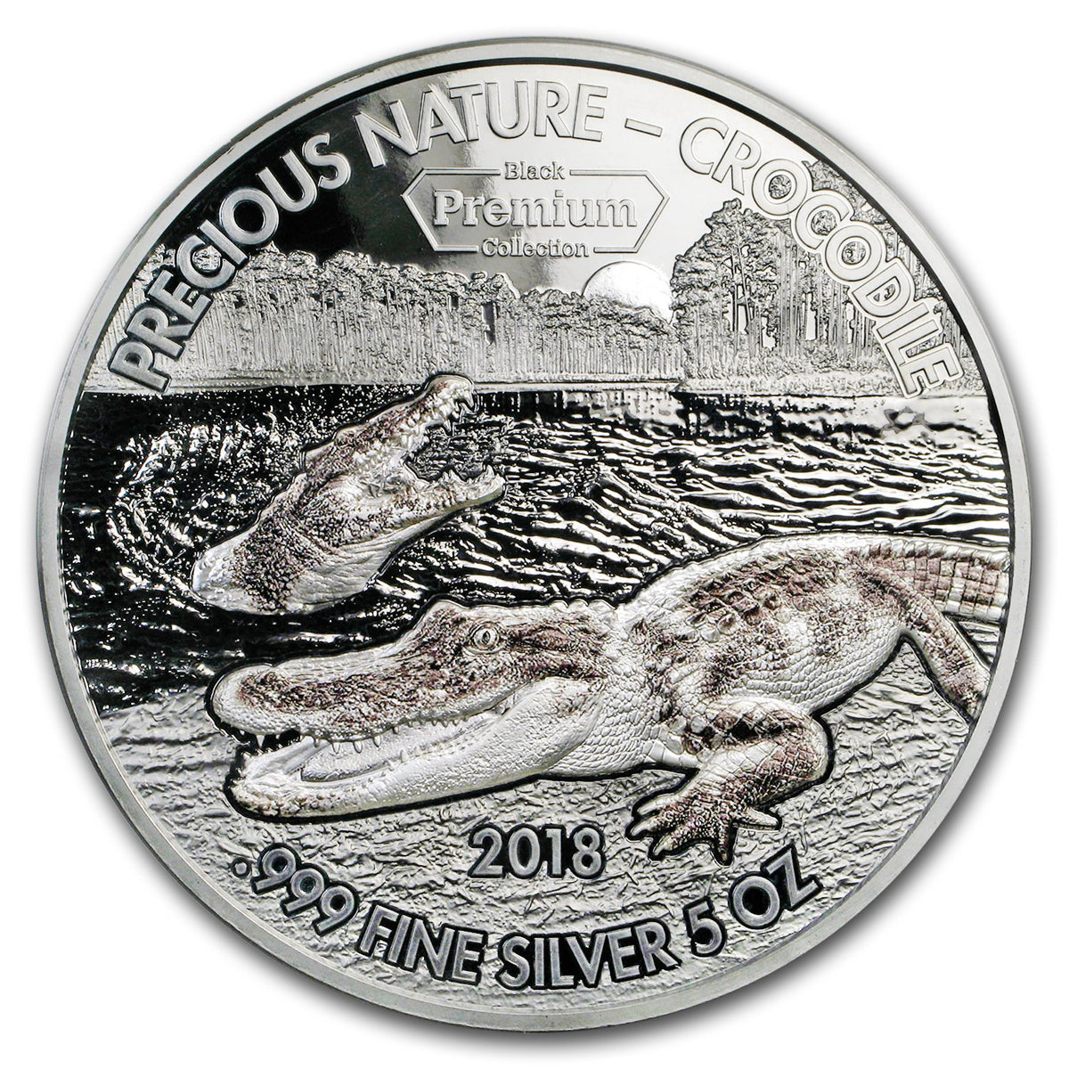 2018 5000 Francs Precious Nature: Crocodile - Pure Silver Coin