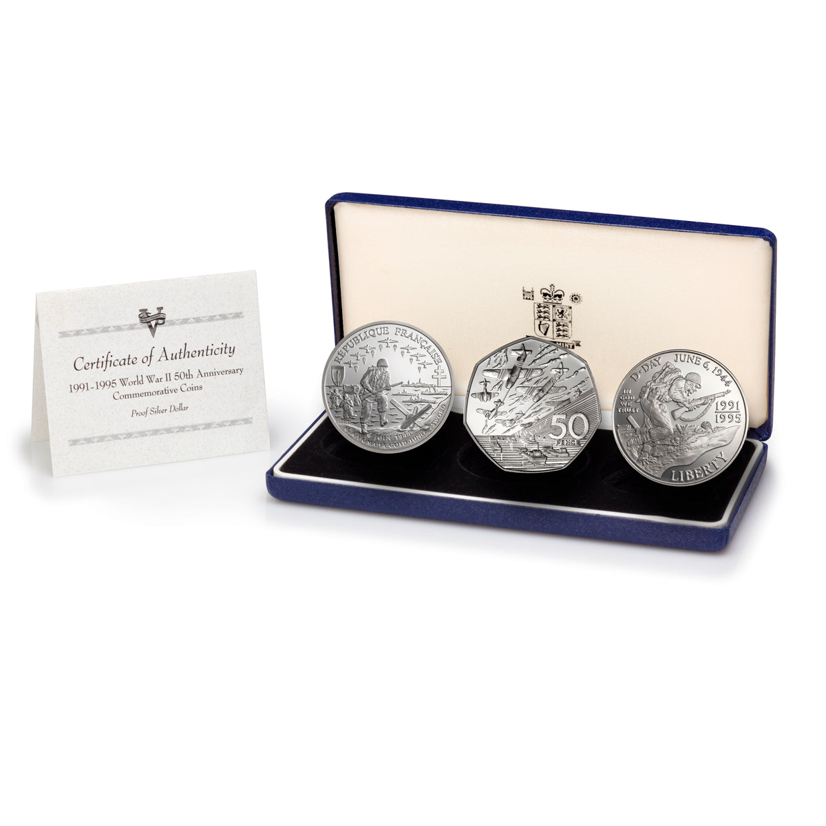 1994 Commemorating the 50th Anniversary of the Allied Invasion of Europe - Silver Three Coin Set