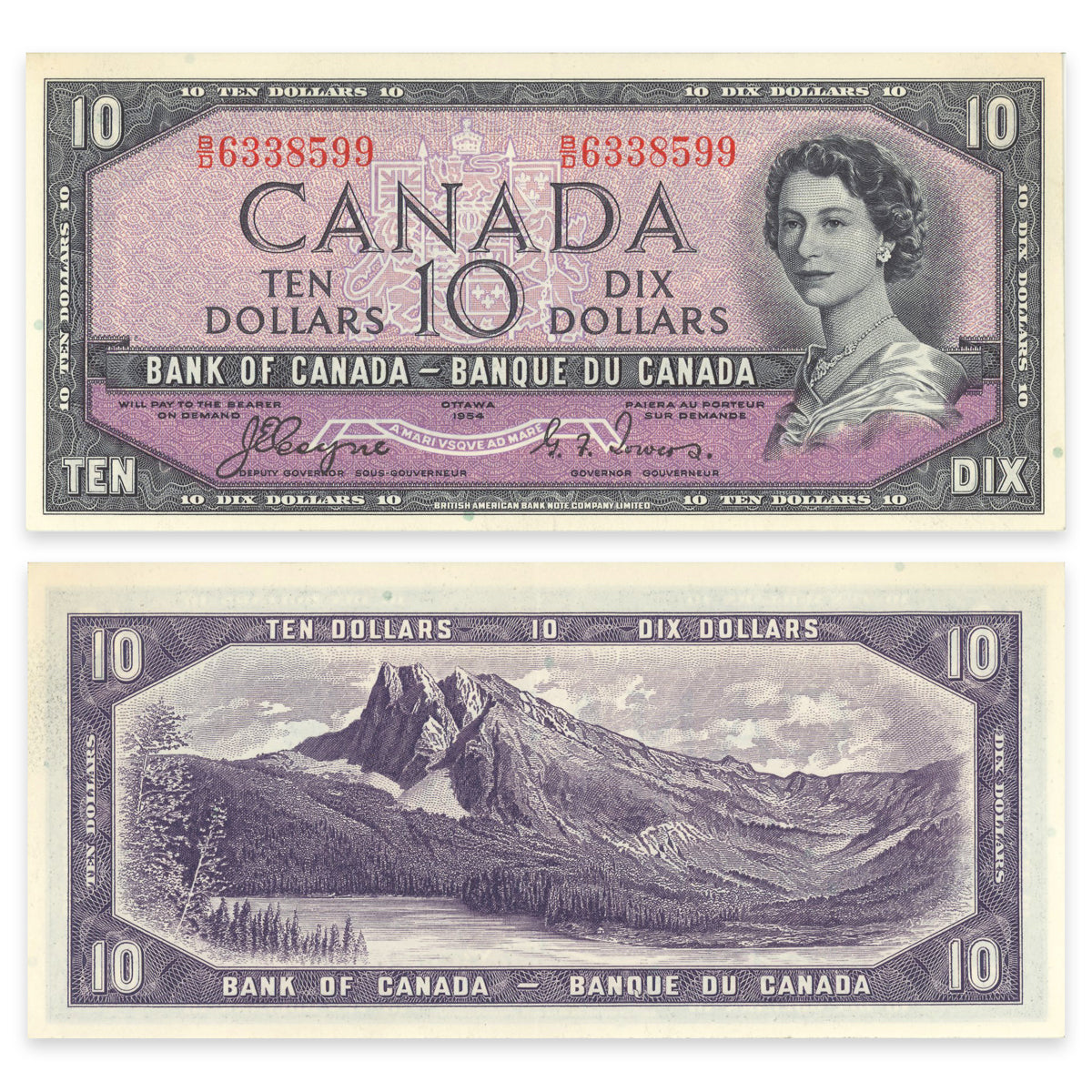 $10 1954 Devil's Face Series BC-32a Coyne-Towers Prefix B/D EF-45