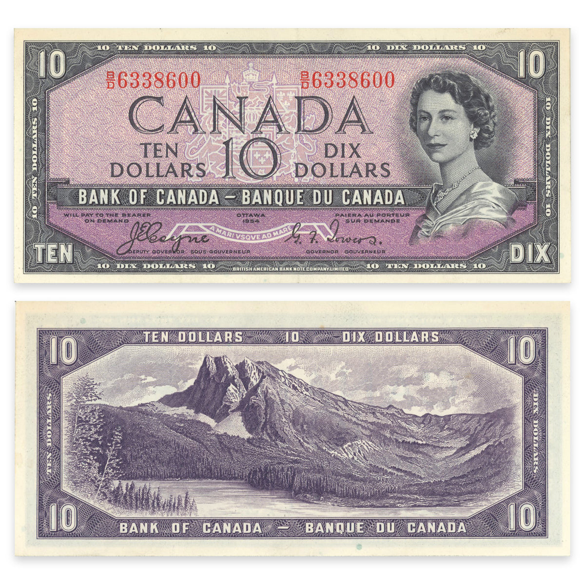 $10 1954 Devil's Face Series BC-32a Coyne-Towers Prefix B/D EF-45